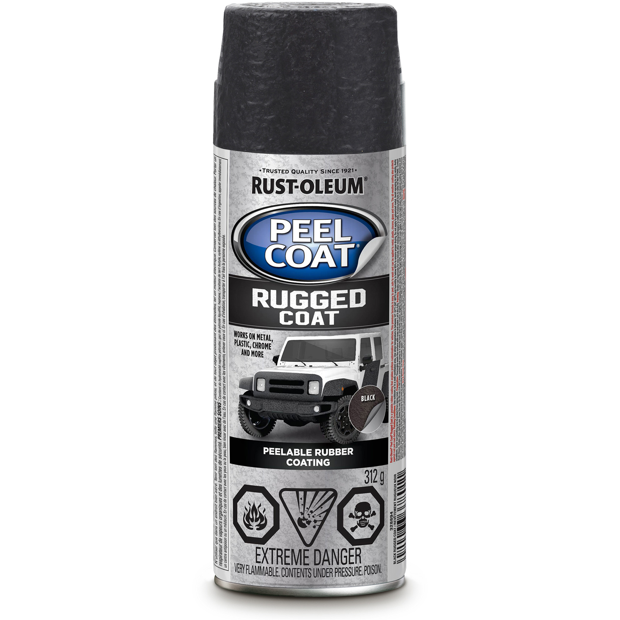 Revêtement caoutchouté pelable et rugueux pour automobile, Noir, Texturé, Canette aérosol