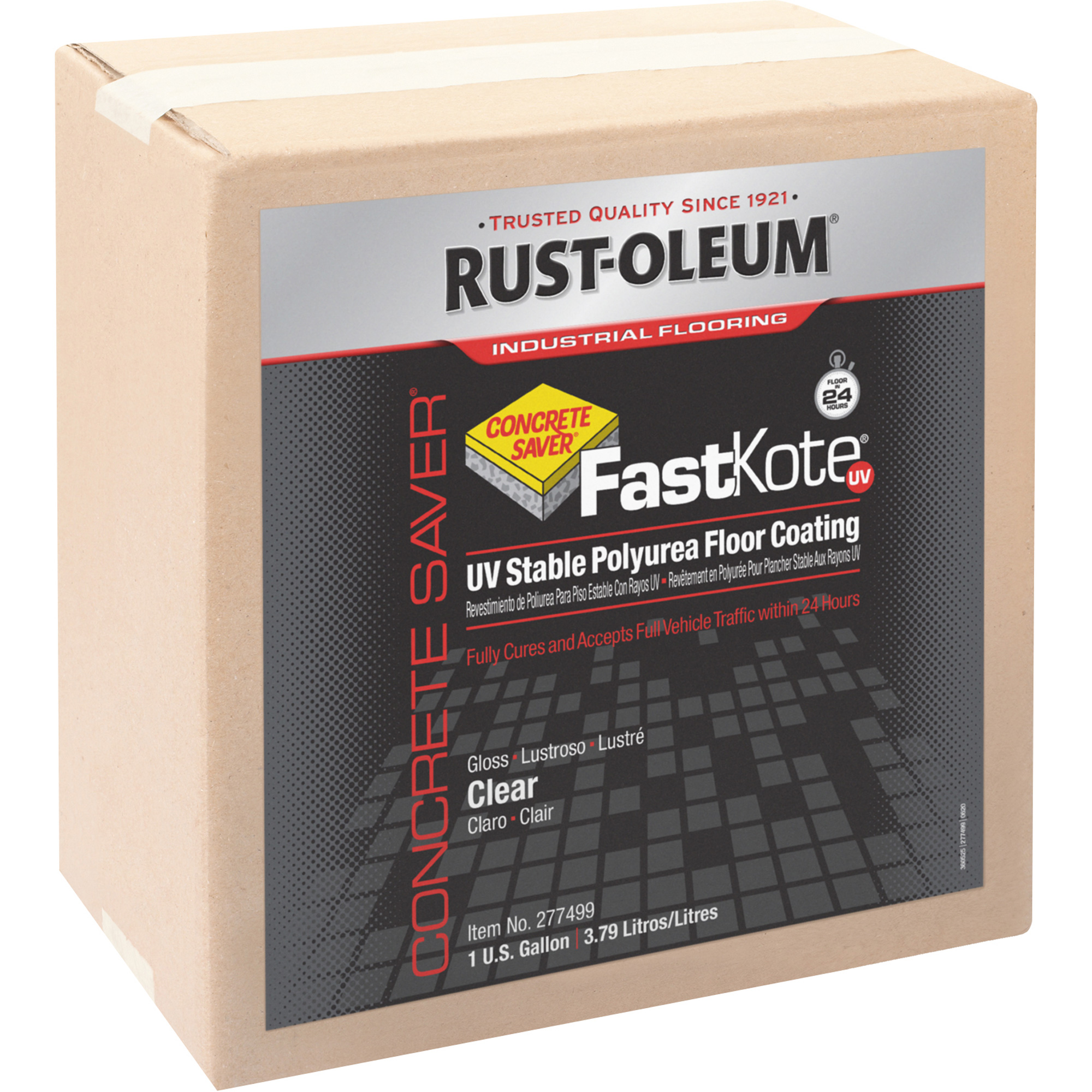 Revêtement de plancher à base de polyrésine stable aux UV FastKoteMD, 1 gal., À l'uréthane, Très brillant, Transparent