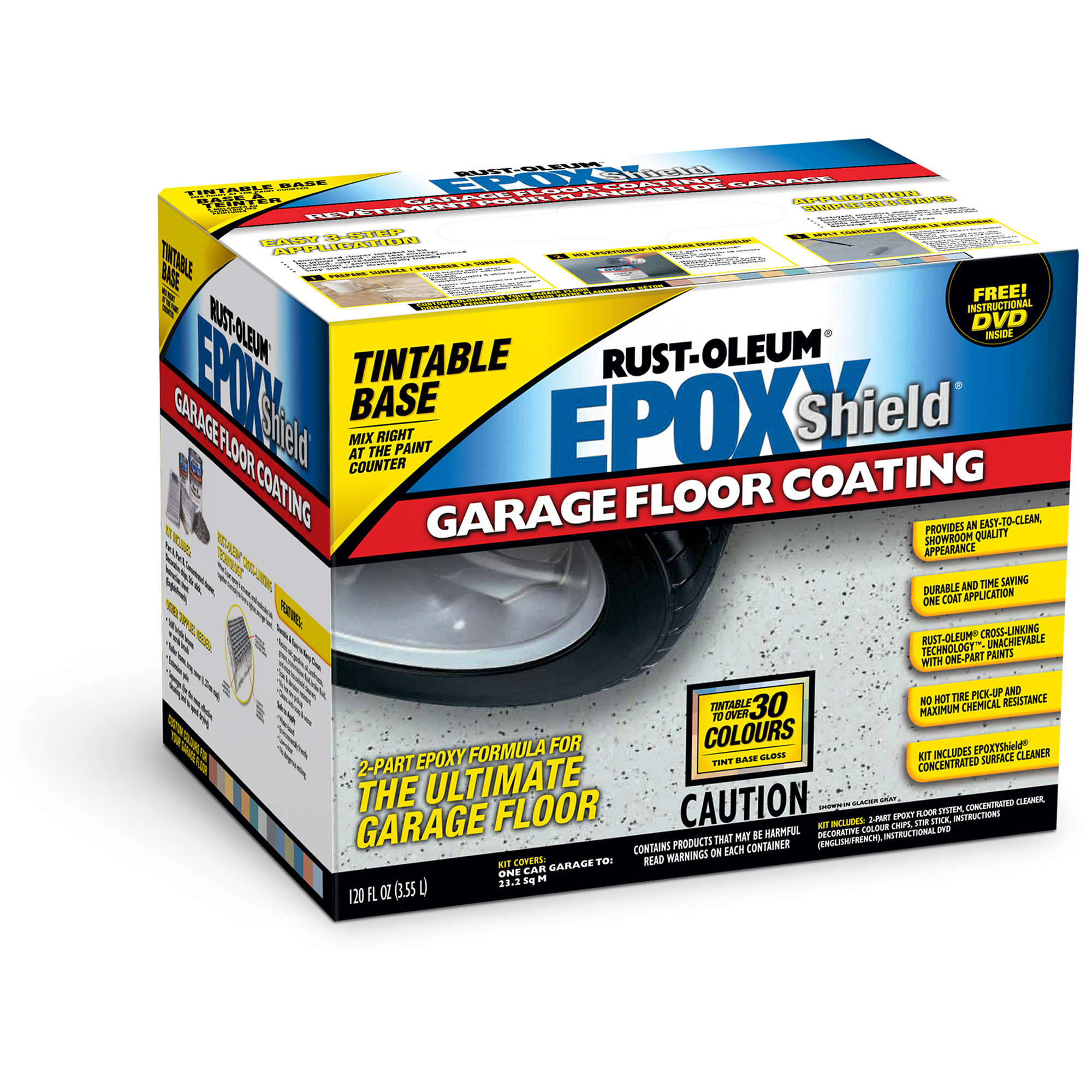 Revêtement de plancher de garage EpoxyShieldMD, 3,55 L, À l'eau, Brillant, Base à teinter