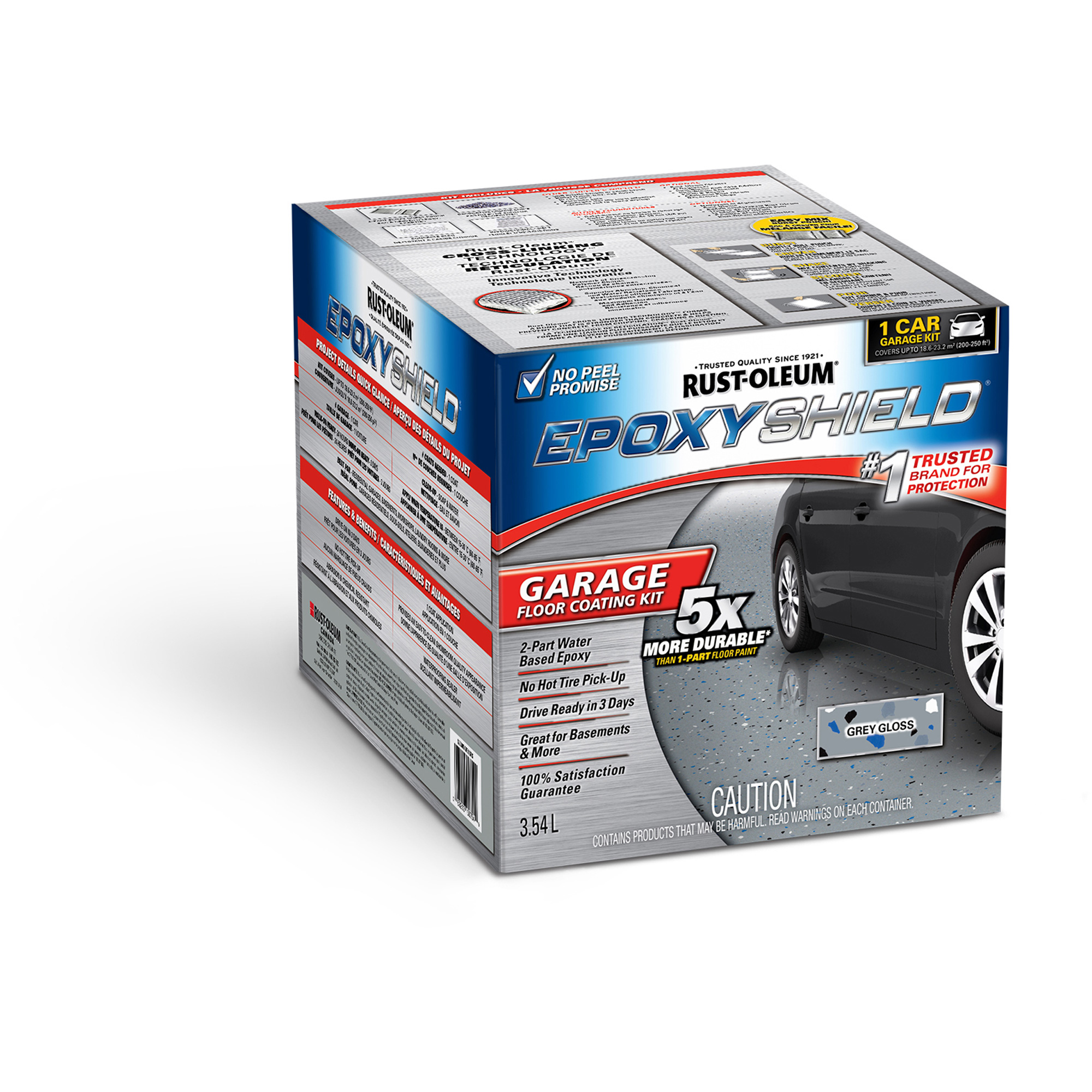 Revêtement de plancher de garage EpoxyShieldMD, 3,55 L, À l'eau, Brillant, Gris