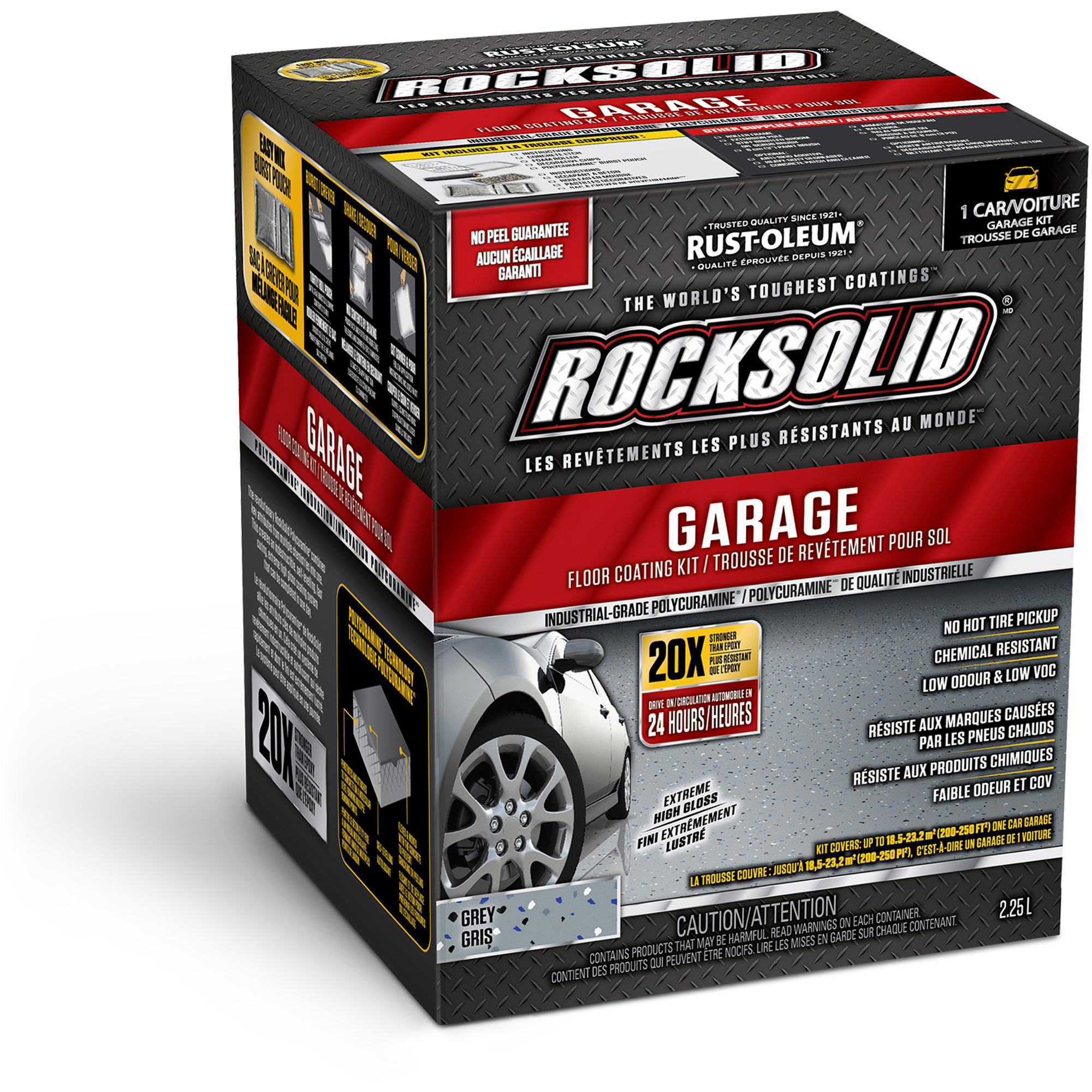 Revêtement de plancher de garage RockSolidMD, À solvants, Très brillant, Gris