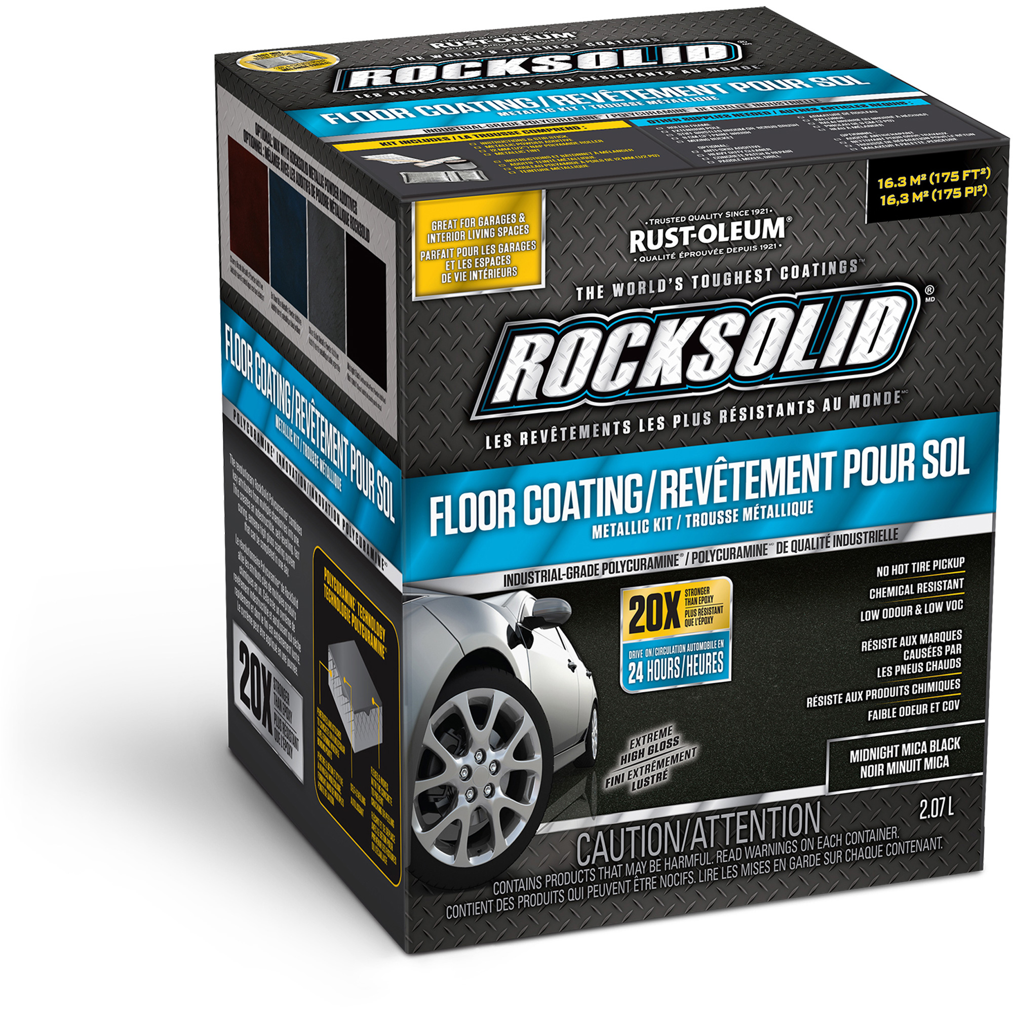 Revêtement de plancher métallique RockSolidMD, À solvants, Très brillant, Noir
