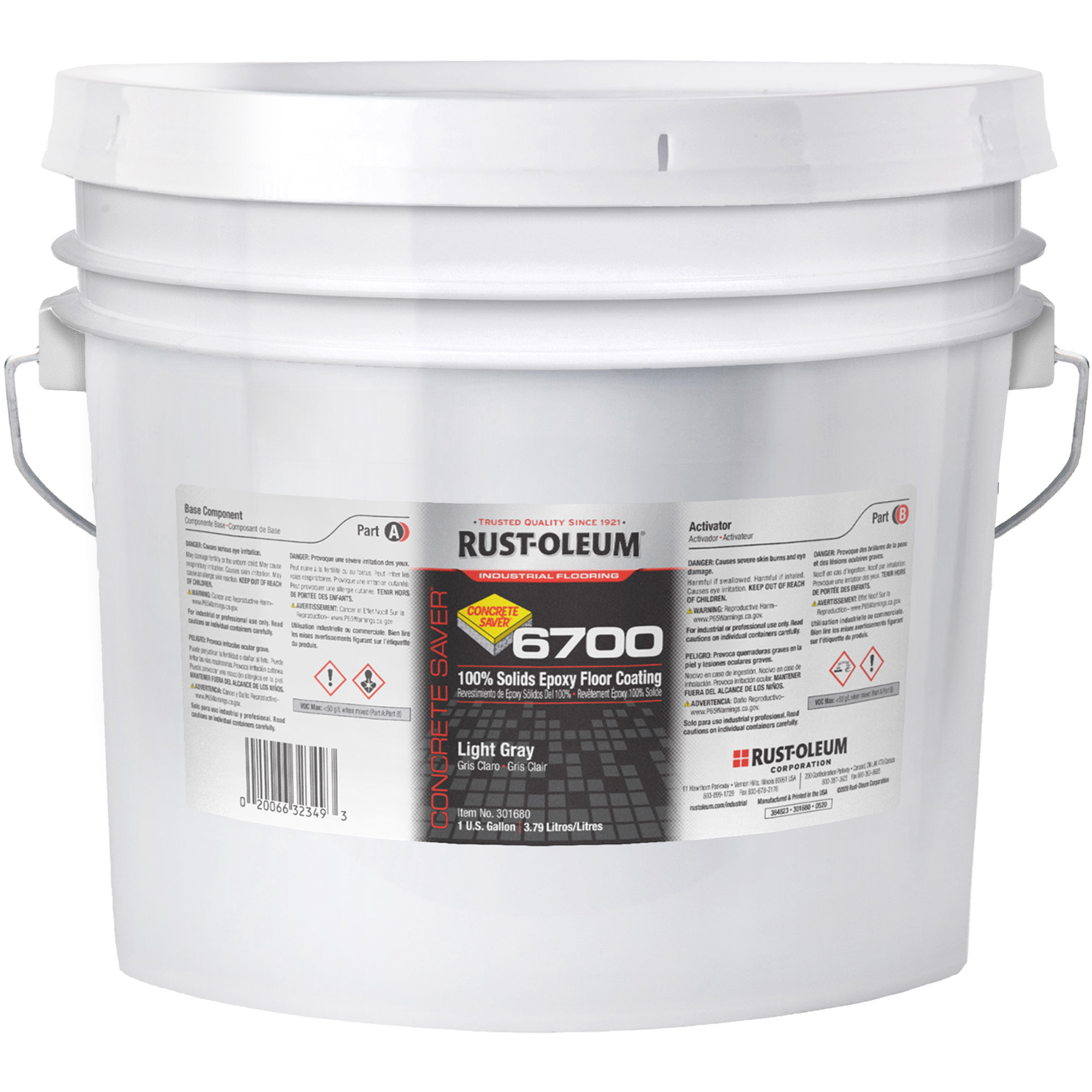 Revêtement pour plancher à délai d’utilisation allongé du système 6700, 1 gal., Époxy, Très brillant, Gris