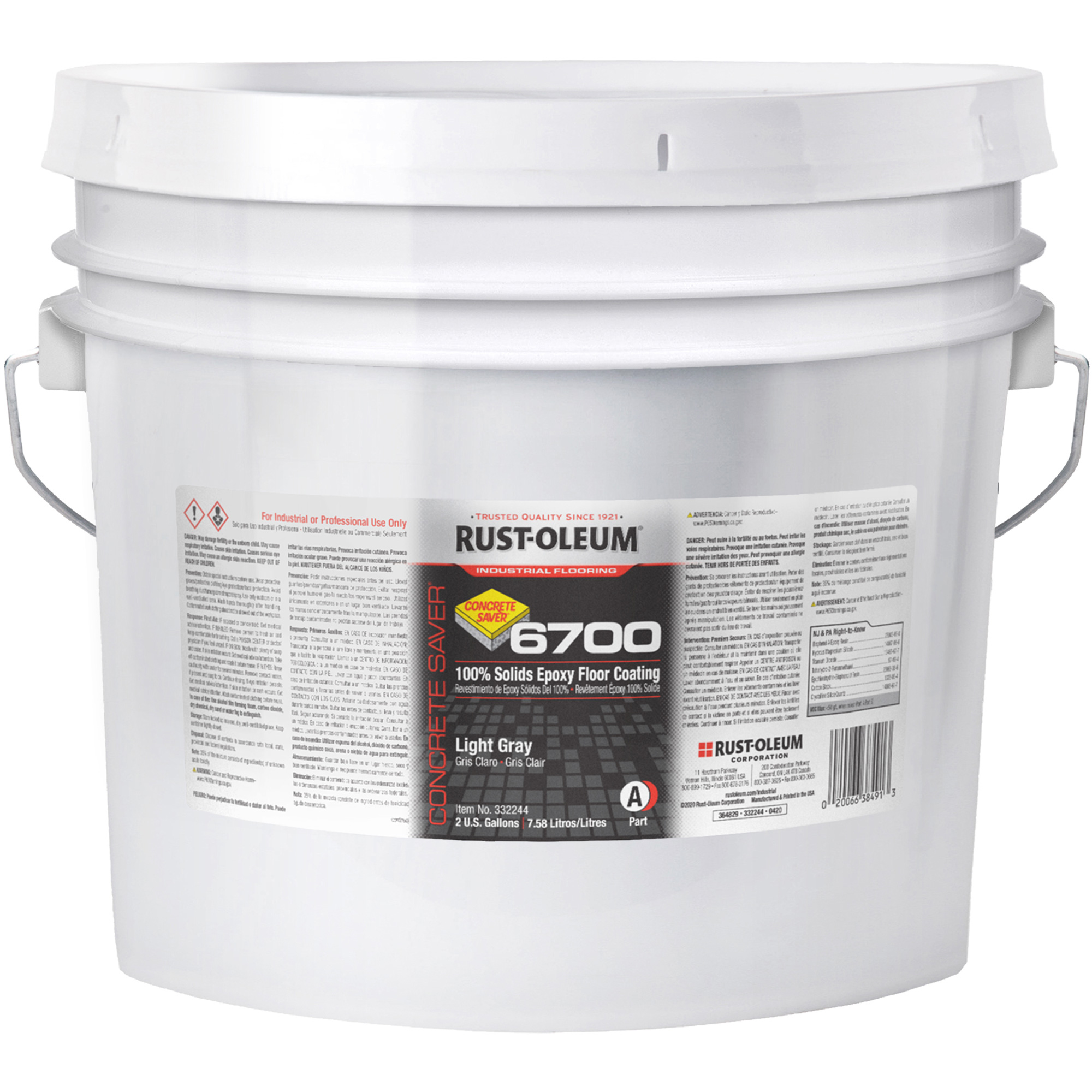 Revêtement pour plancher à délai d’utilisation allongé du système 6700, 2 gal., Époxy, Très brillant, Gris