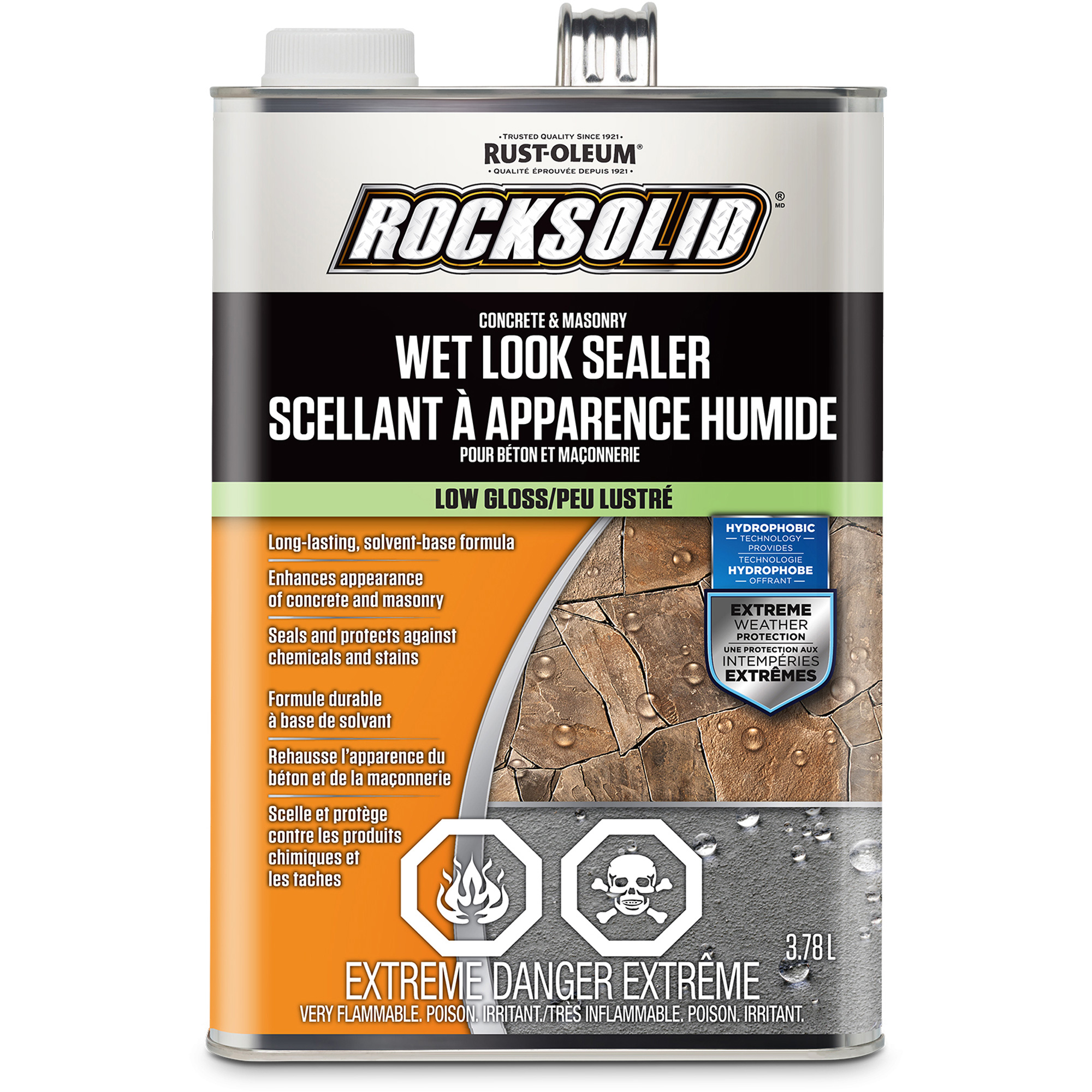 Scellant d’apparence mouillée RockSolidMD, 3,78 L, À solvants, Brillant, Transparent