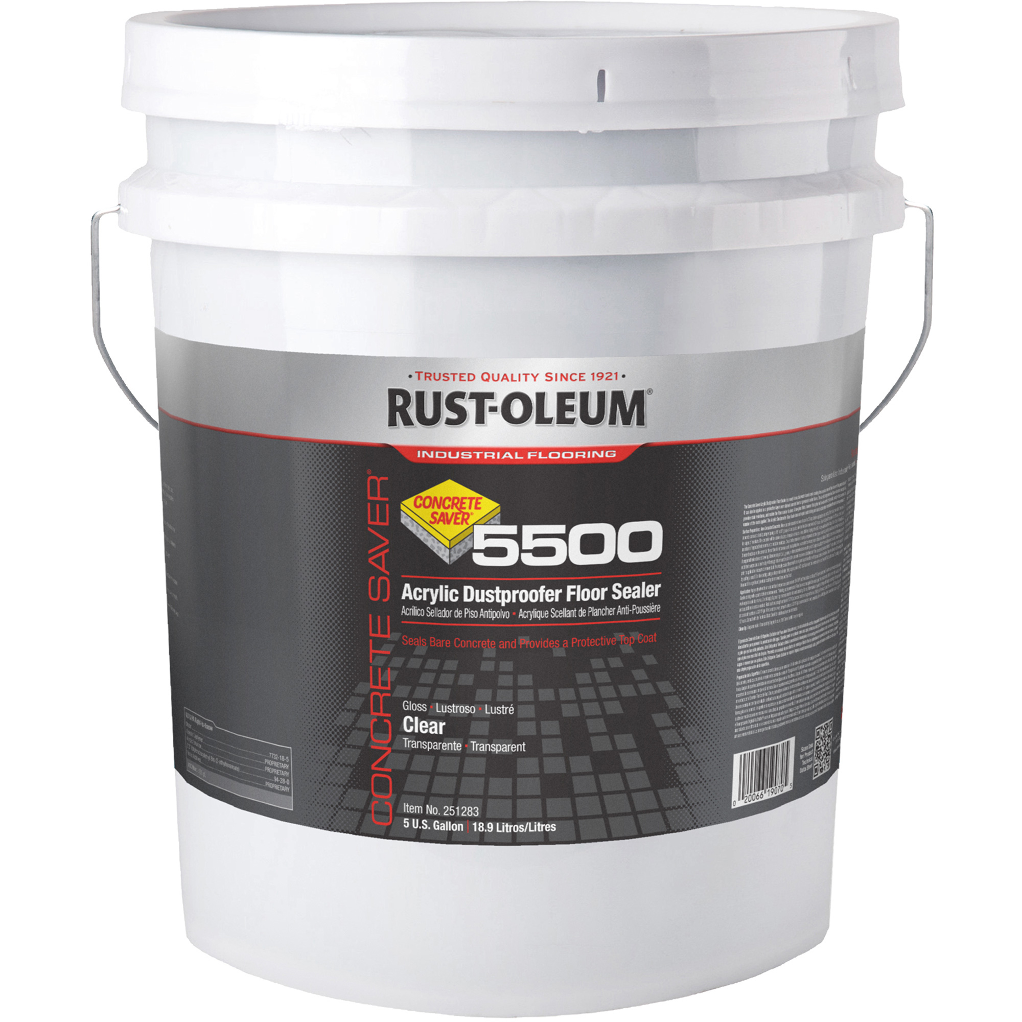 Système 55000 d’étanchéité antipoussière à base d’acrylique pour plancher, 5 gal., À l'eau, Transparent, Transparent