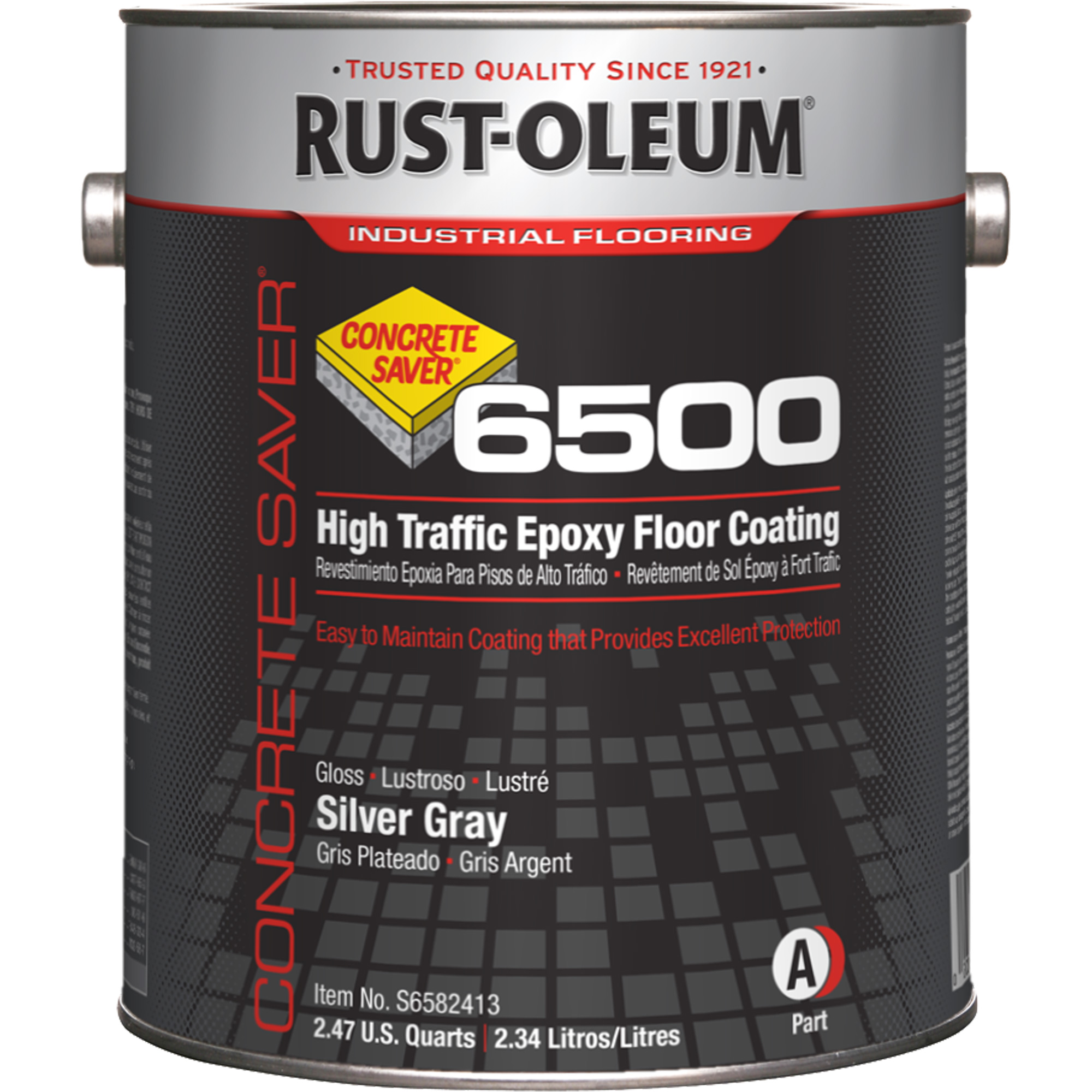 Système Concrete Saver 6500 de revêtement de plancher à circulation élevée, 1 gal./3,7 L, À solvants, Très brillant, Gris