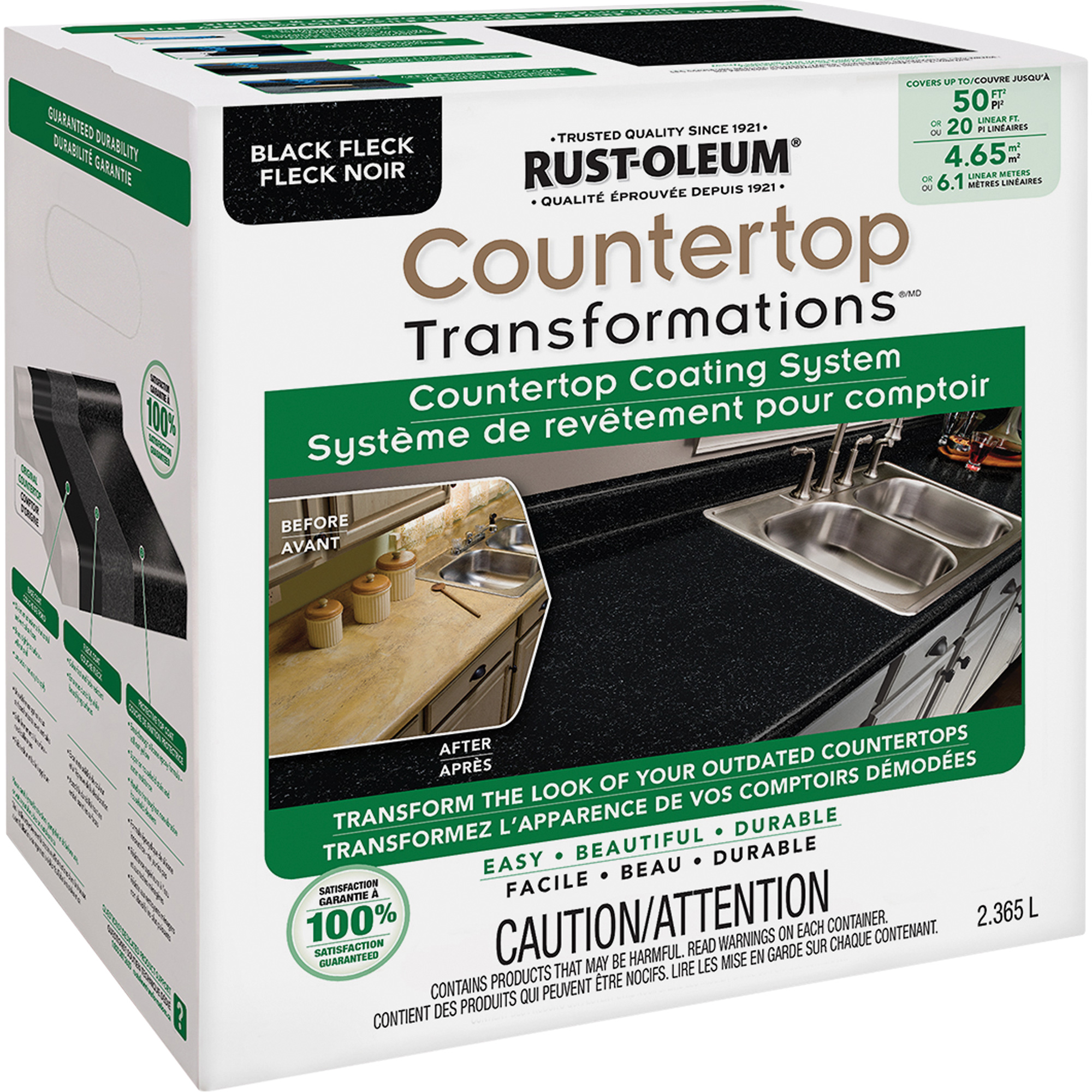 Système de revêtement moucheté pour comptoir Countertop TransformationsMD, 2,37 L, Trousse, Tache noire