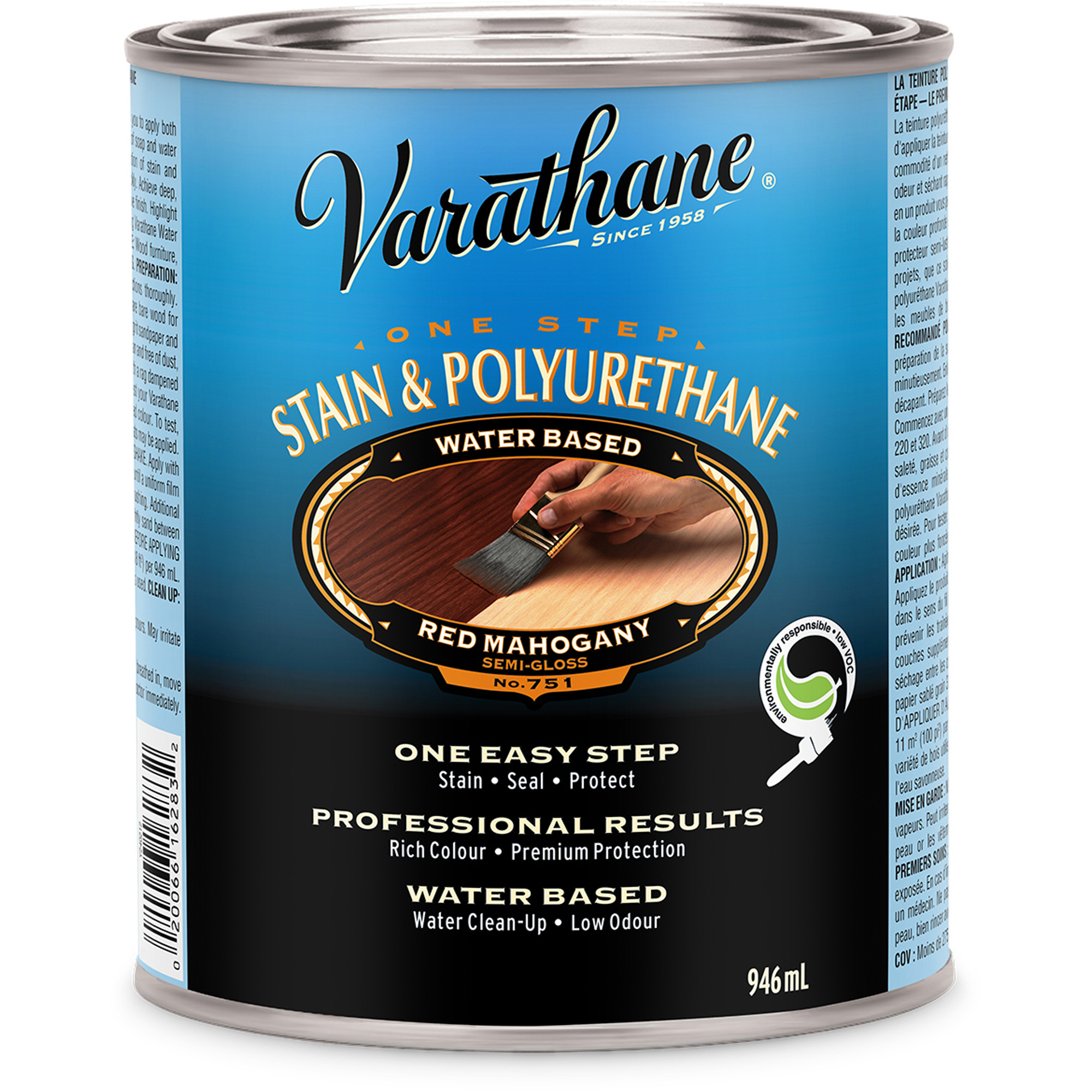 Teinture et revêtement à base de polyuréthane en une seule étape VarathaneMD, 946 ml, Acajou rouge