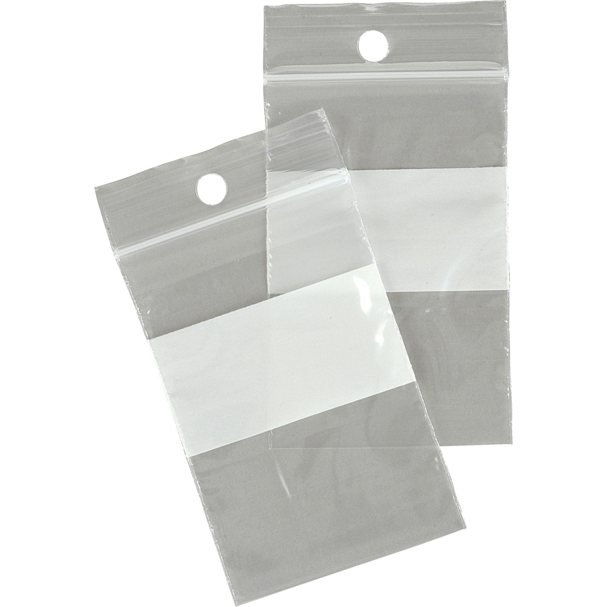 Sacs en poly avec espace inscriptible blanc, Refermable, 2" x 2", 2 mils