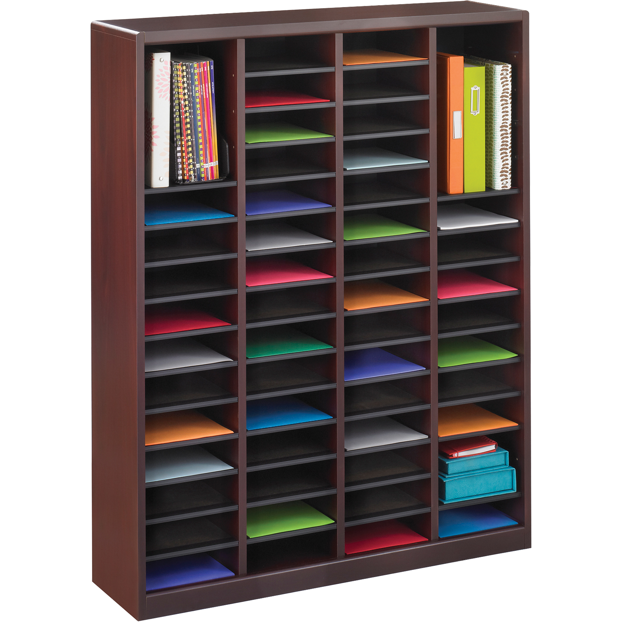 Casier à compartiments E-Z StorMD pour documentation, Stationnaire, 60 fentes, Bois, 40" la x 3/4" p x 52-1/4" h