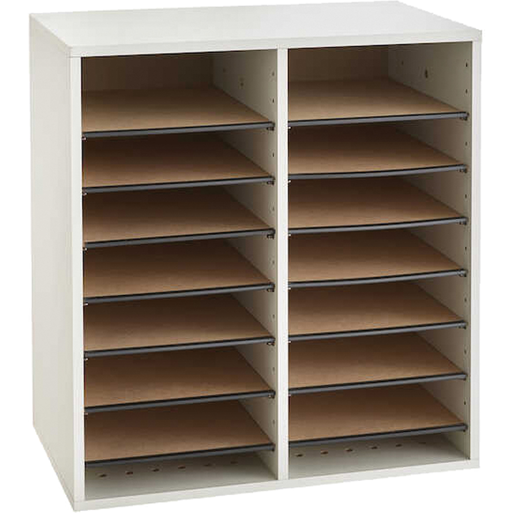 Casier à compartiments réglable pour documentation, Stationnaire, 16 fentes, Bois, 19-1/2" la x 11-3/4" p x 21" h