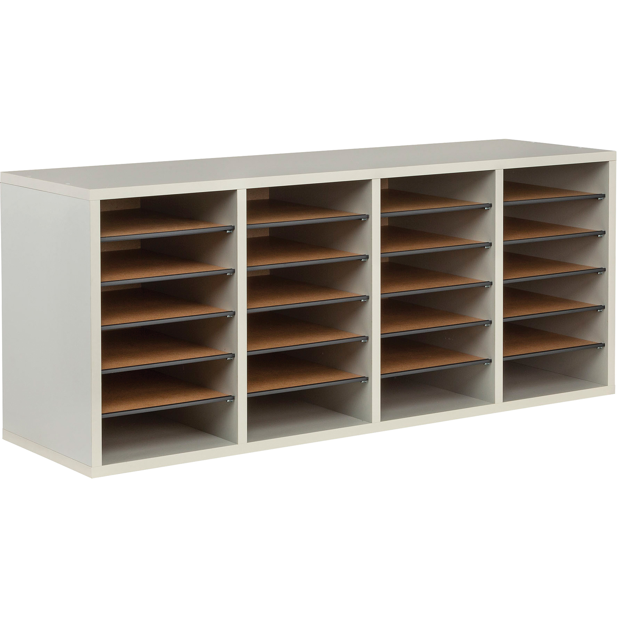 Casier à compartiments réglable pour documentation, Stationnaire, 24 fentes, Bois, 39-1/4" la x 11-3/4" p x 16-1/4" h