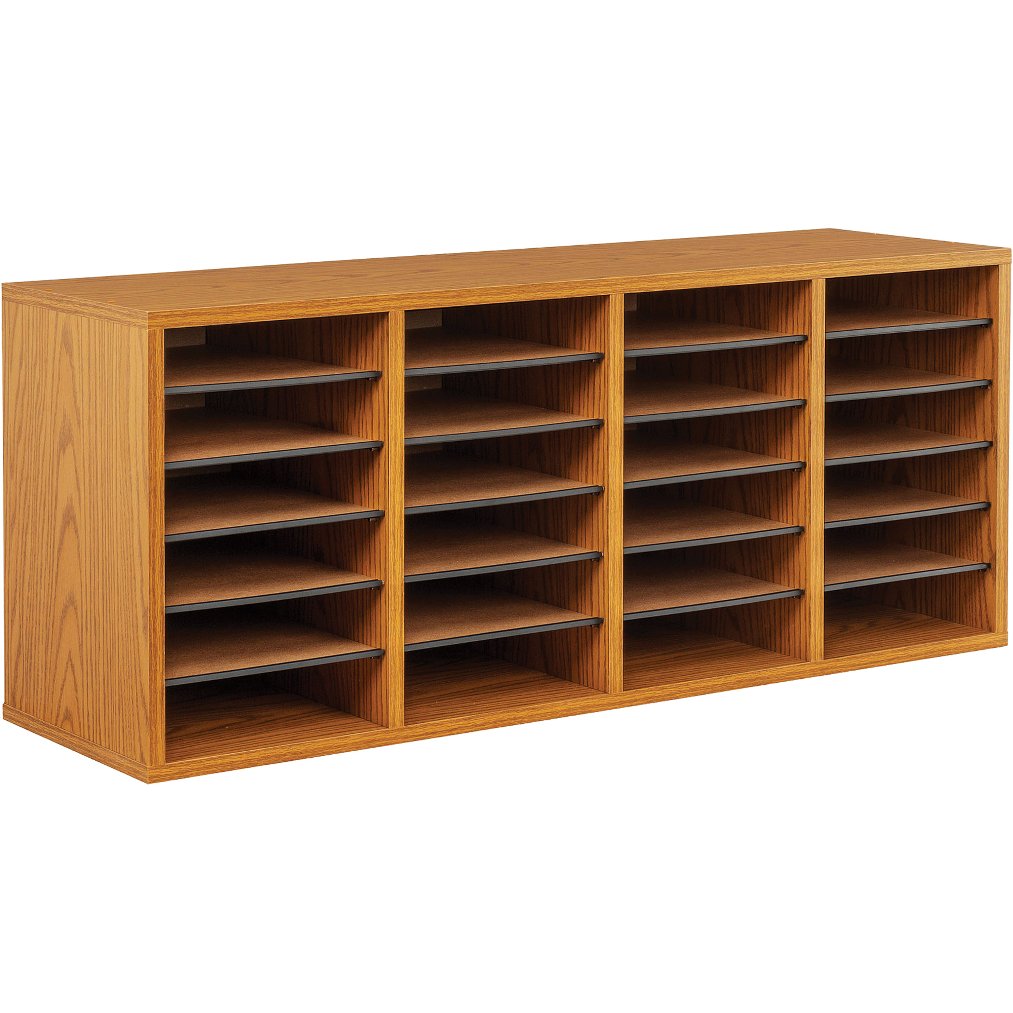 Casier à compartiments réglable pour documentation, Stationnaire, 24 fentes, Bois, 39-1/4" la x 11-3/4" p x 16-1/4" h