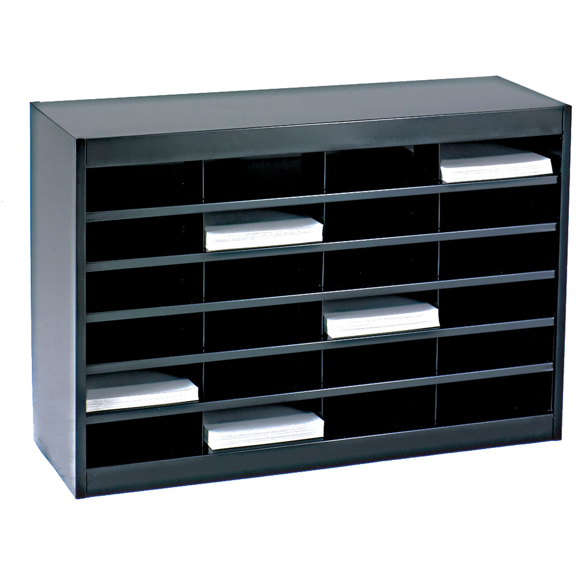 Casiers pour documentation à service intensif, Stationnaire, 24 fentes, Acier, 37-1/2" la x 12-3/4" p x 25-3/4" h