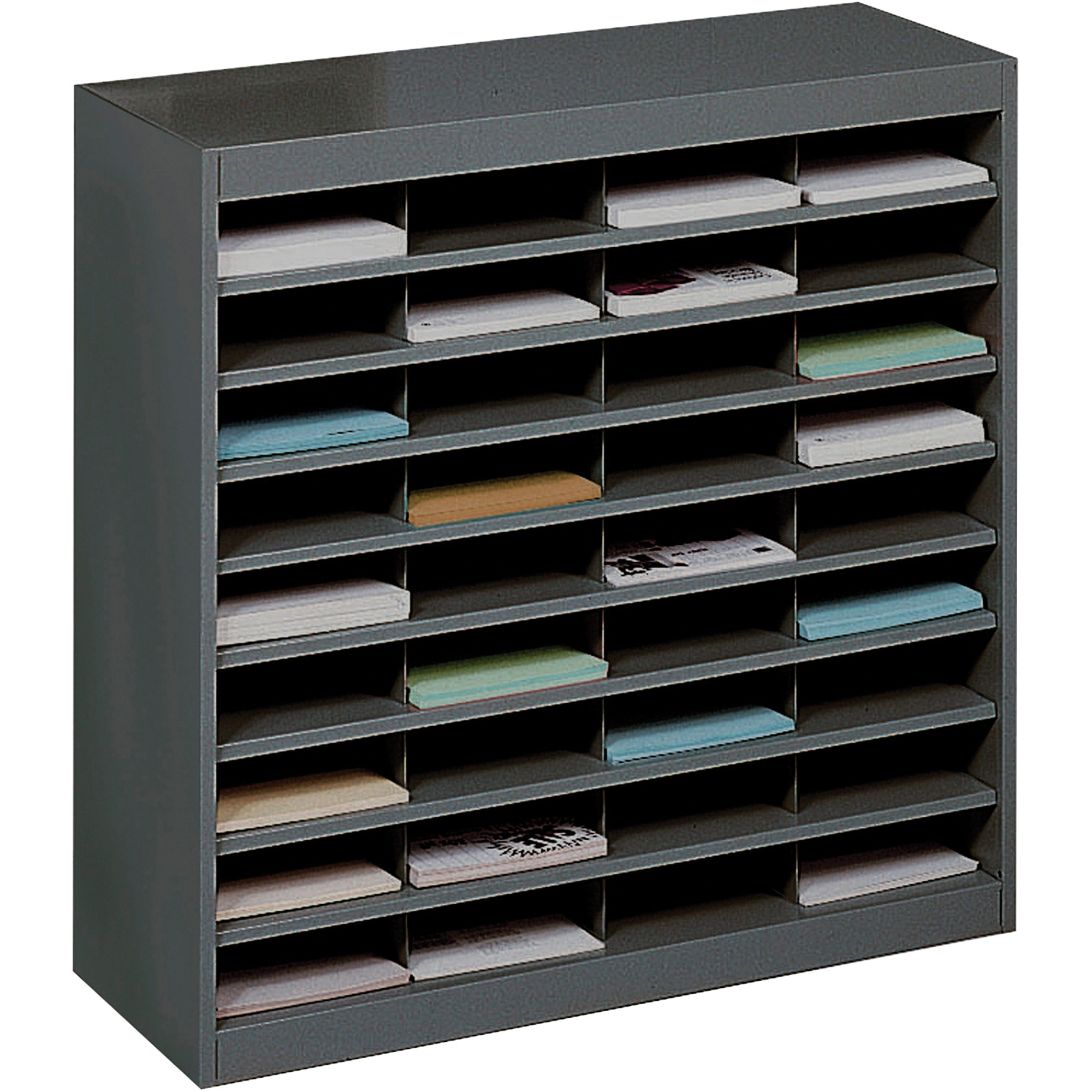 Casiers pour documentation à service intensif, Stationnaire, 36 fentes, Acier, 37-1/2" la x 12-3/4" p x 36-1/2" h