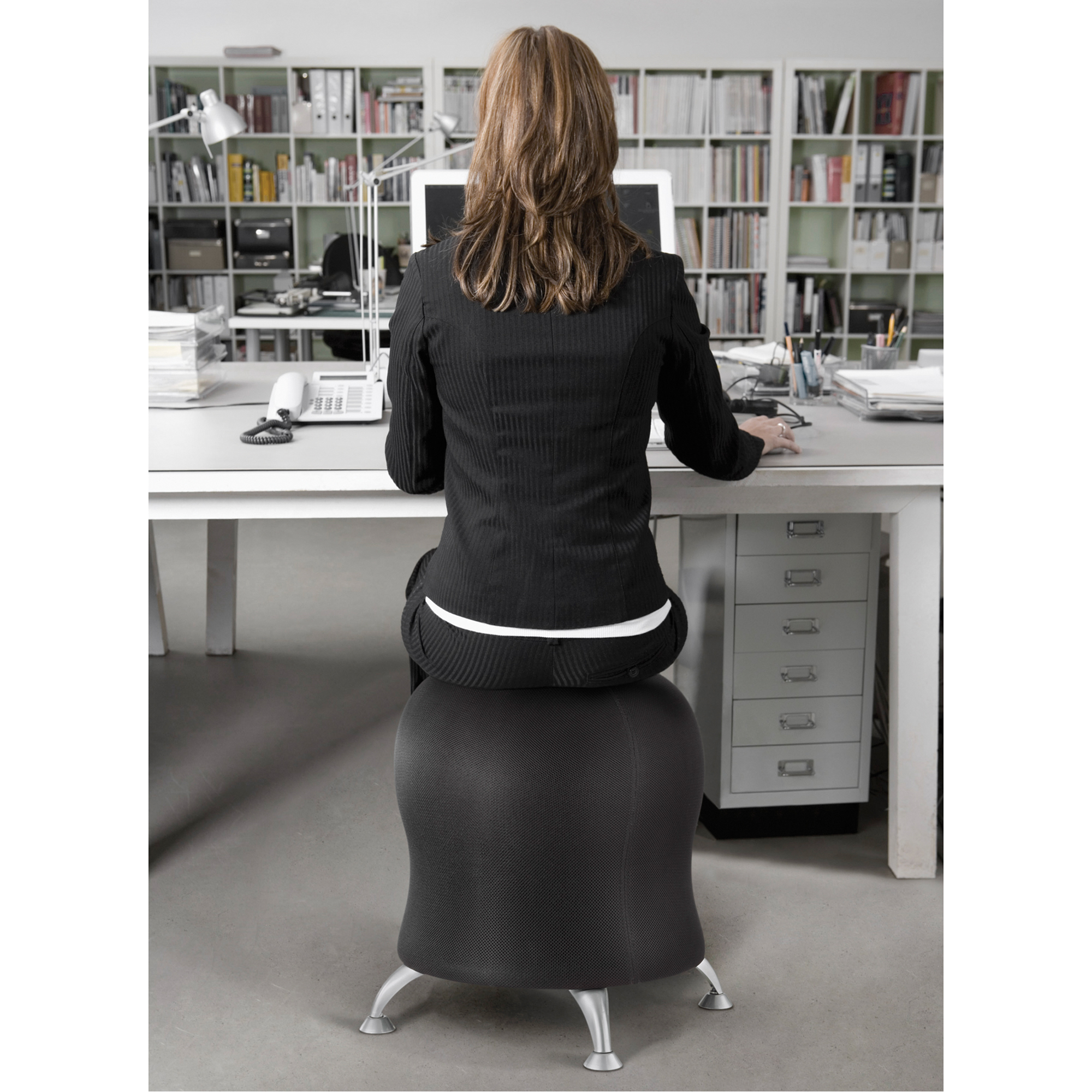 Chaise sphérique ZenergyMC, Tissu, Noir, Capacité 250 lb – Image 2
