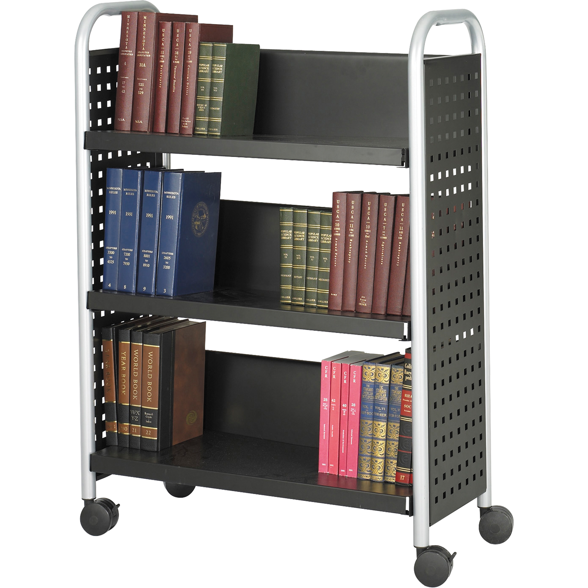 Chariots pour livres ScootMC, 200 lb Capacité, Noir, 14-1/4" p x 33" la x 44-1/4" h, Acier