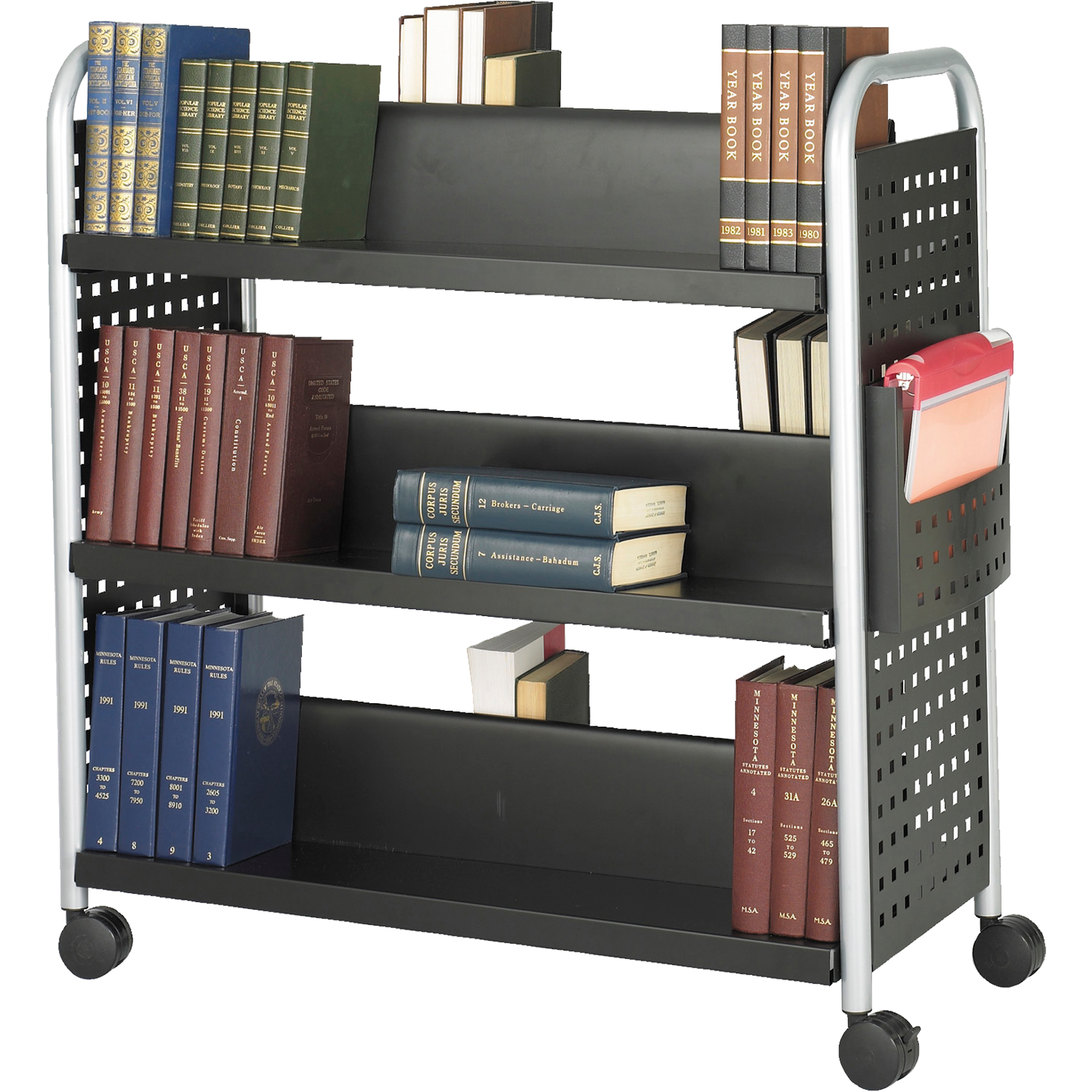 Chariots pour livres ScootMC, 200 lb Capacité, Noir, 17-3/4" p x 41-1/4" la x 41-1/4" h, Acier