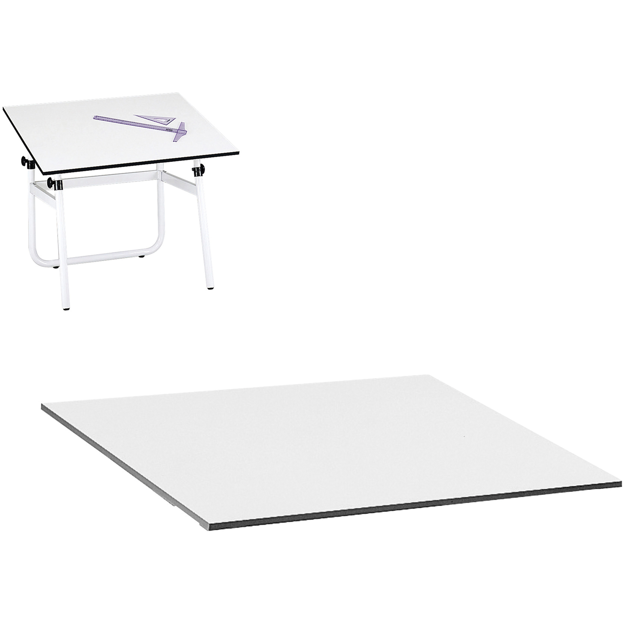 Dessus pour table à dessin réglable Vista, 48" la x 3/4" h, Blanc