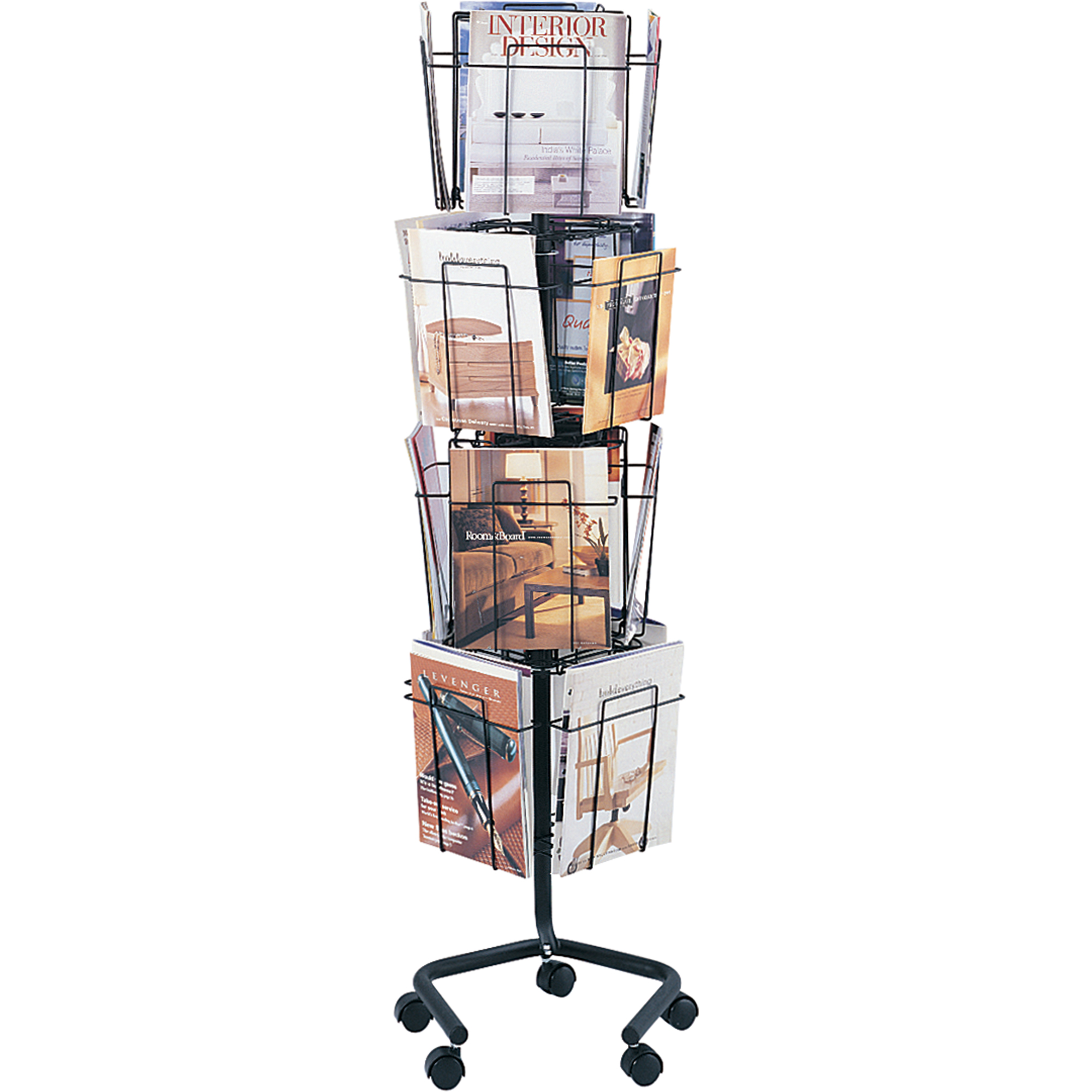 Présentoirs pivotants pour documentation, Rotatif, 16 fentes, Fil métallique, 15" la x 15" p x 60" h