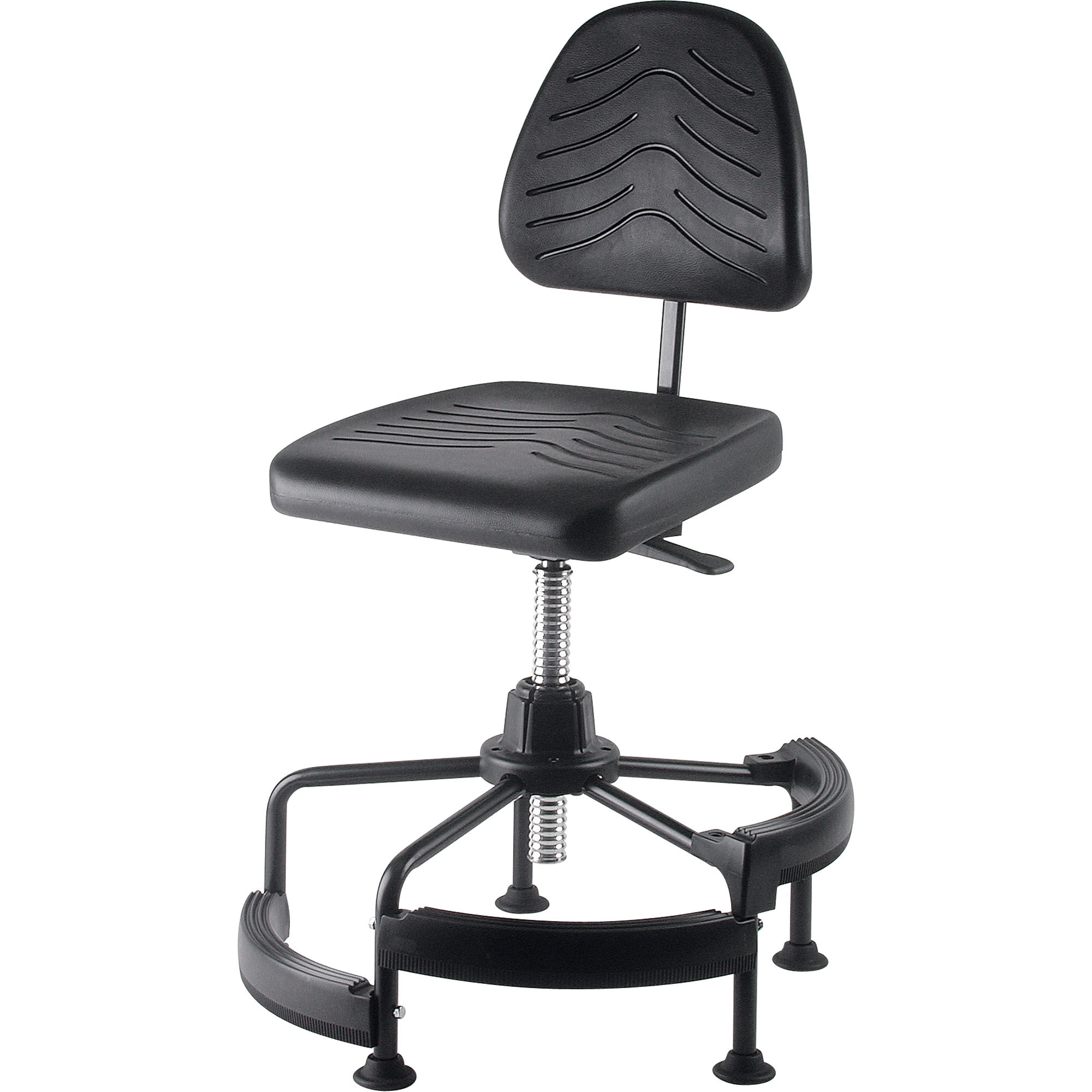 Sièges industriels, Stationnaire, Ajustable, 38" - 45", Polyuréthane Siège, Noir