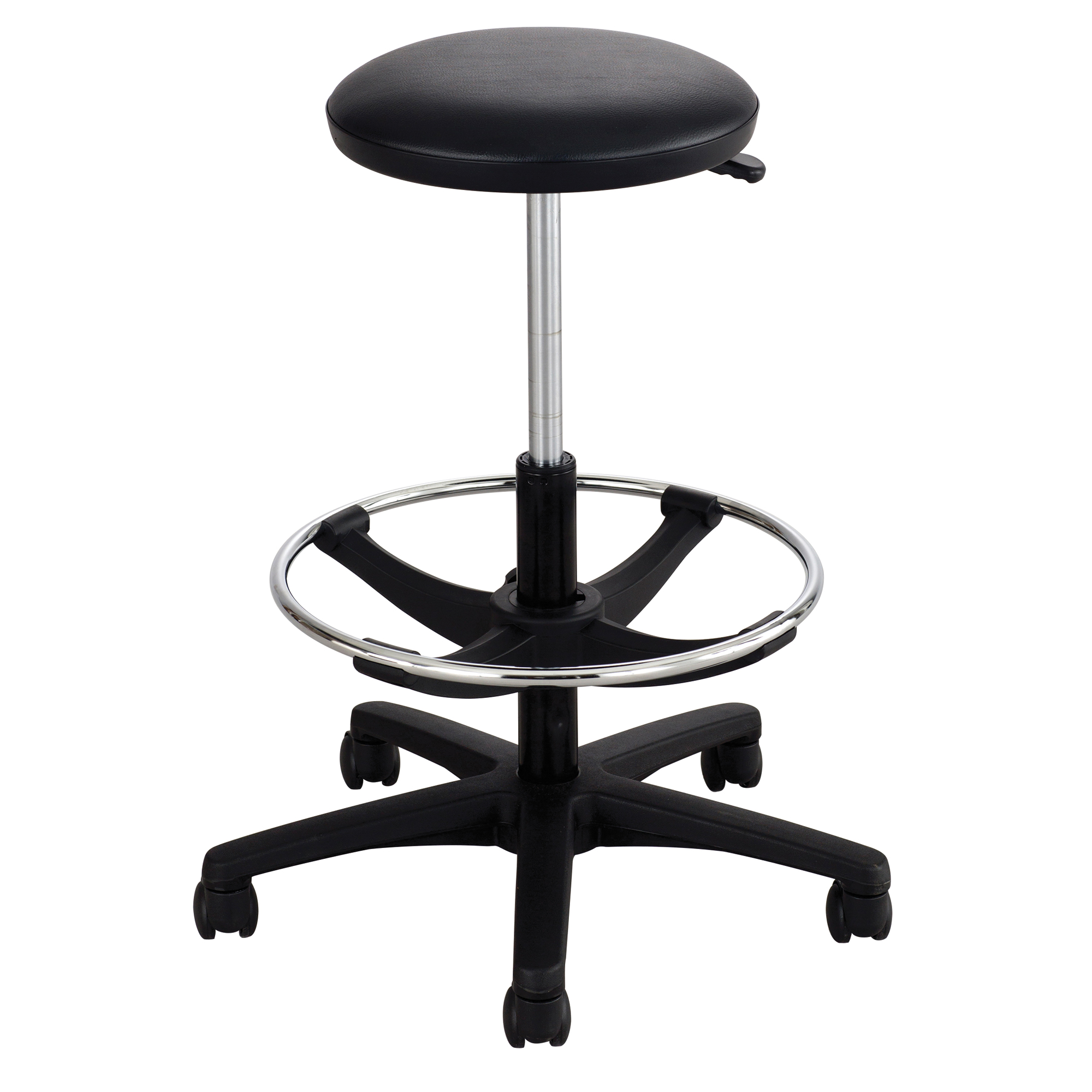 Tabouret à hauteur ajustable, À dessin, Ajustable, 22" - 32", Vinyle Siège, Noir