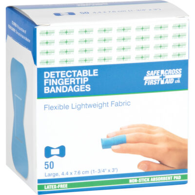 Bandages, Bout de doigt, 3", Tissu détectable, Stérile