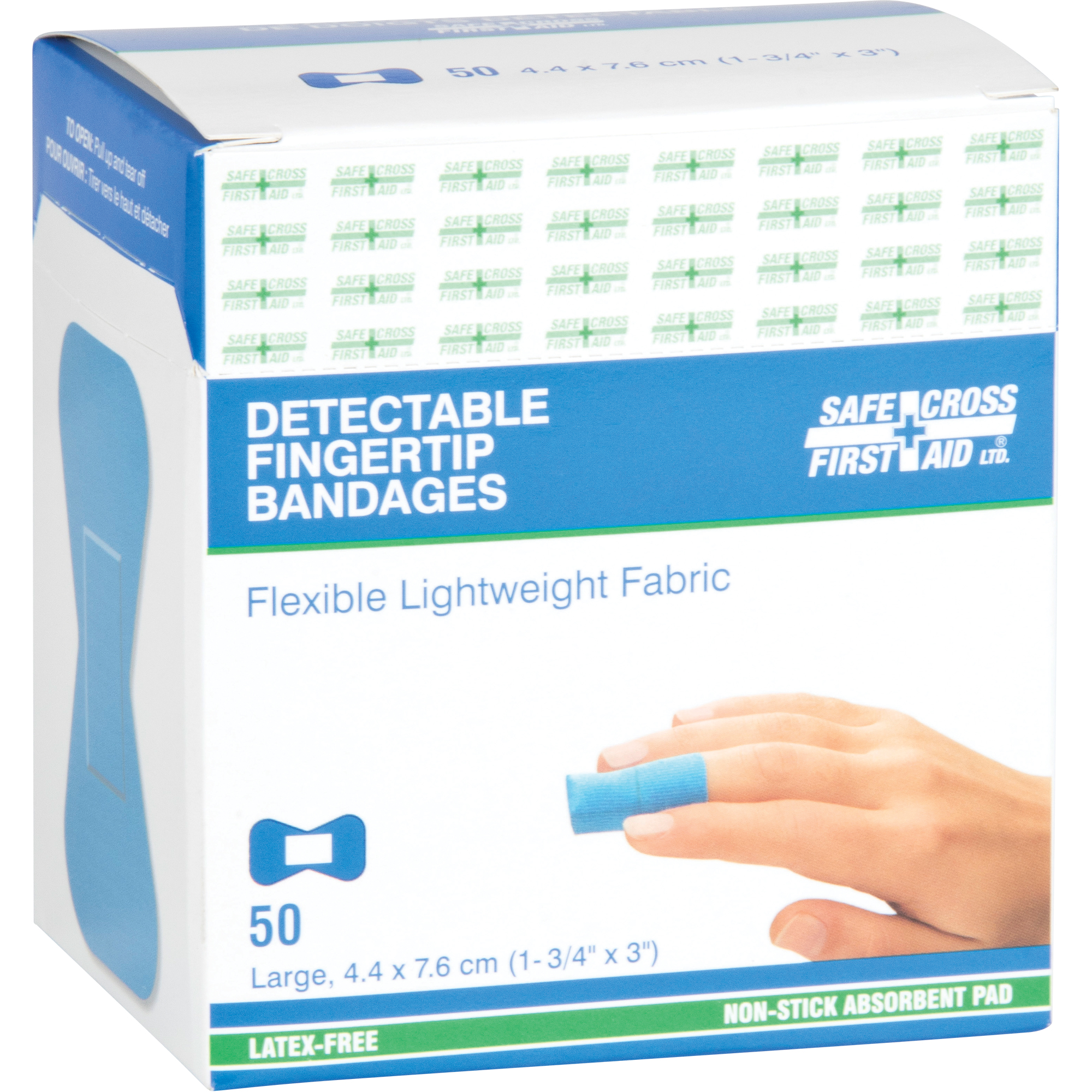 Bandages, Bout de doigt, 3", Tissu détectable, Stérile