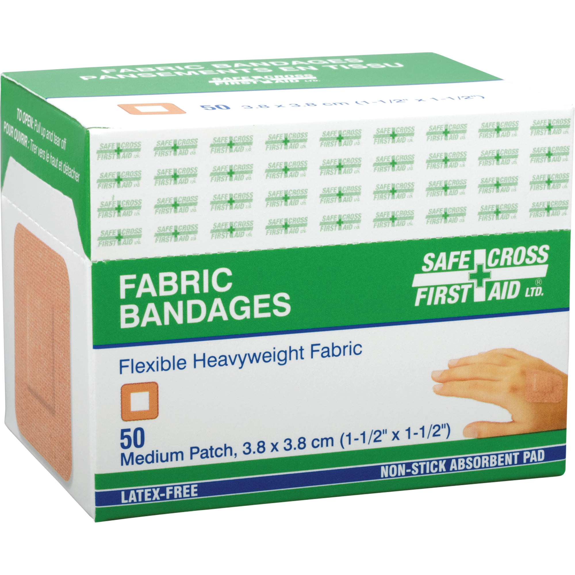 Bandages, Rectangulaire/carrée, 1-1/2", Tissu, Non stérile