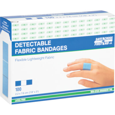 Bandages, Rectangulaire/carrée, 3", Tissu détectable, Stérile
