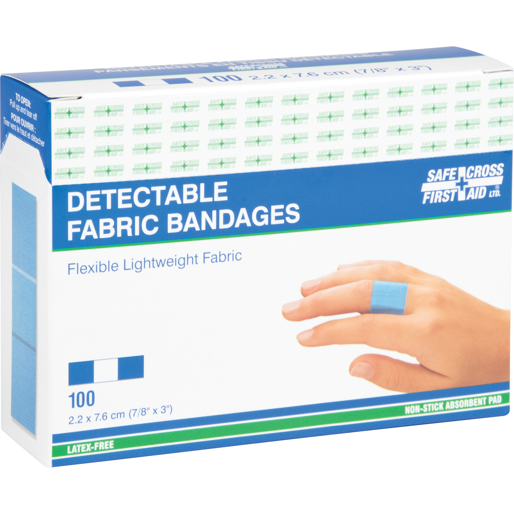 Bandages, Rectangulaire/carrée, 3", Tissu détectable, Stérile