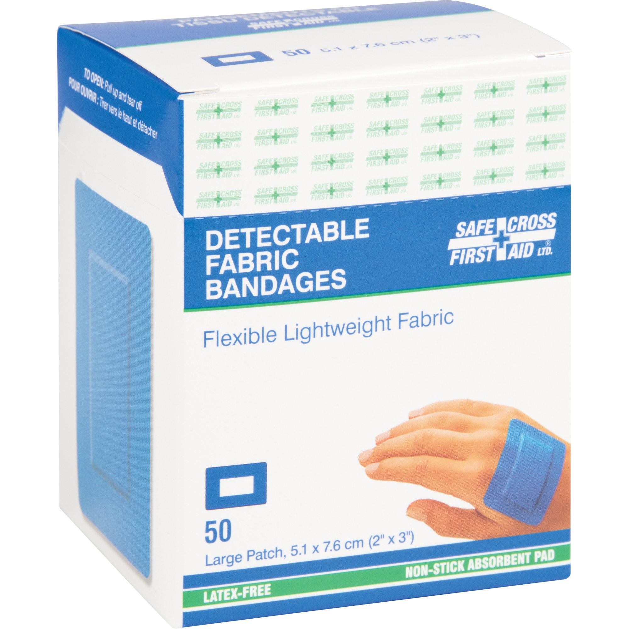 Bandages, Rectangulaire/carrée, 3", Tissu détectable, Stérile