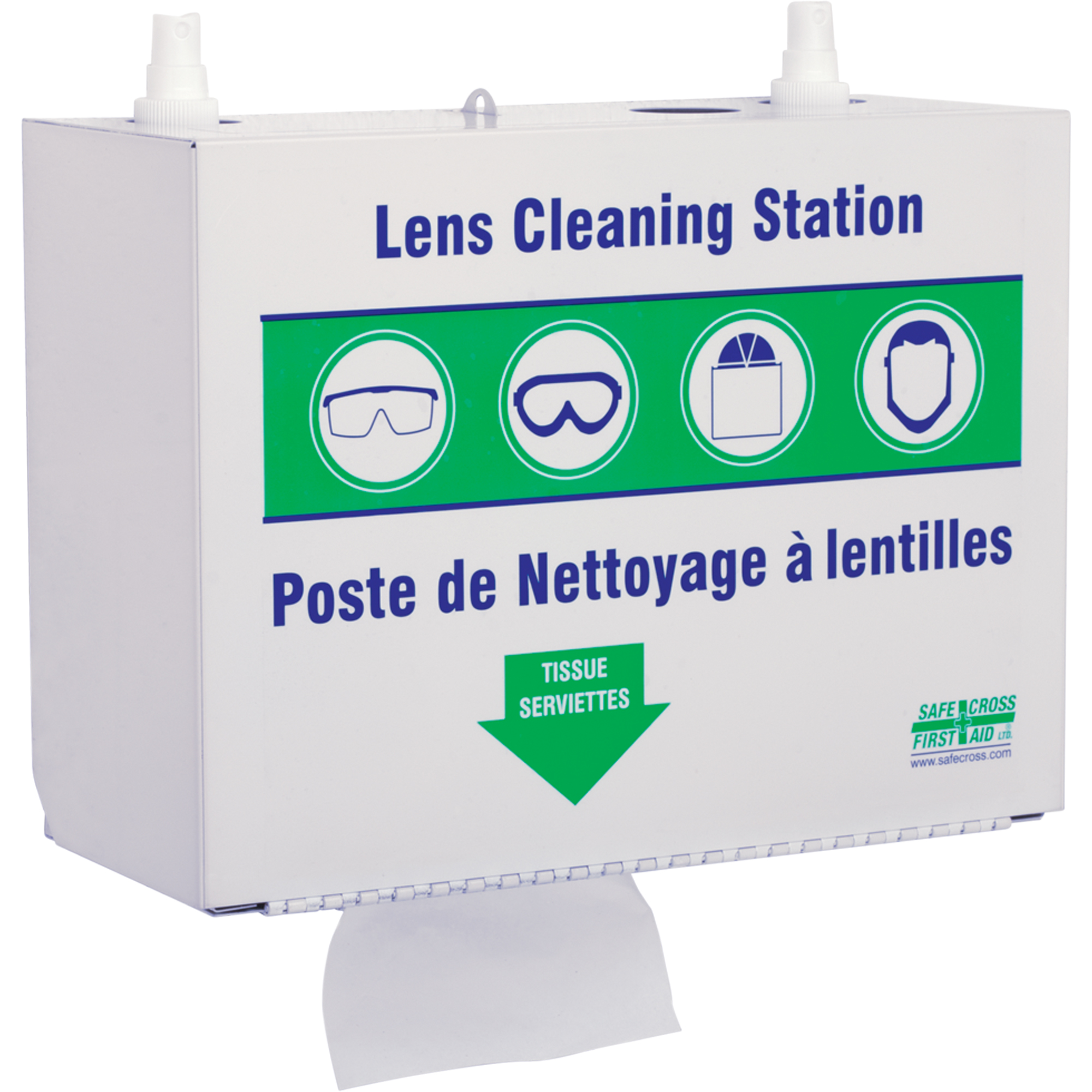 Postes en Métal Pour Le Nettoyage De Verres - Deux Boutielle De Solution 500ml Et 1 Boîte De Serviettes, Métal, 10,5" lo x 5,5" p x 6,3" h