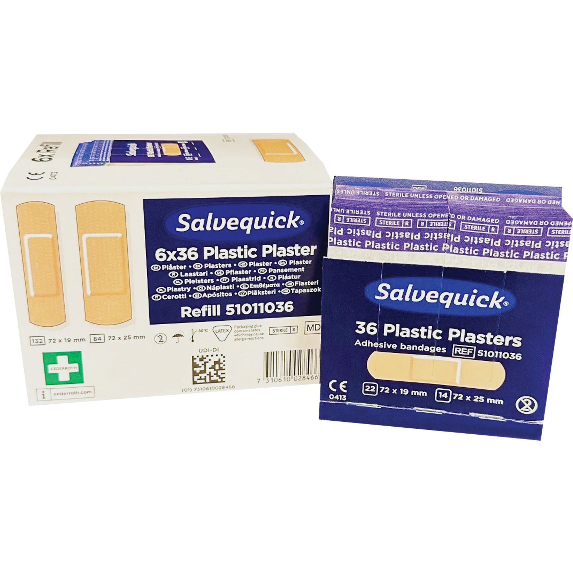 Systèmes de distribution de bandages SalvequickMD - recharges stériles, Rectangulaire/carrée, Plastique, Stérile