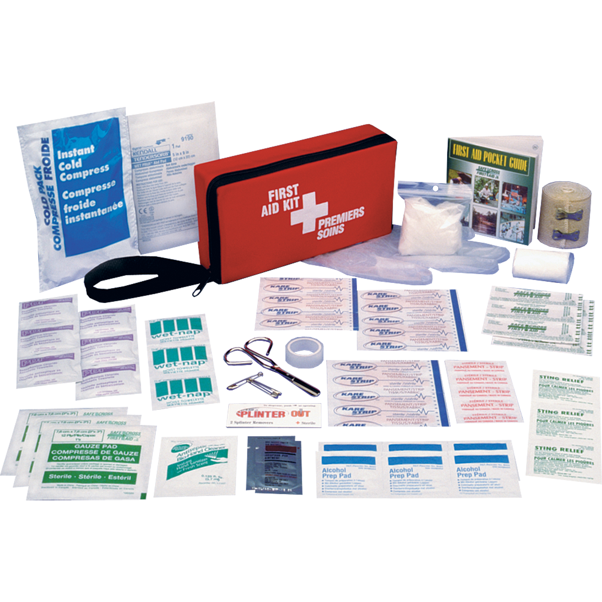 Trousses de premiers soins format rectangulaire, Dispositif médical Classe 1, Sac en nylon