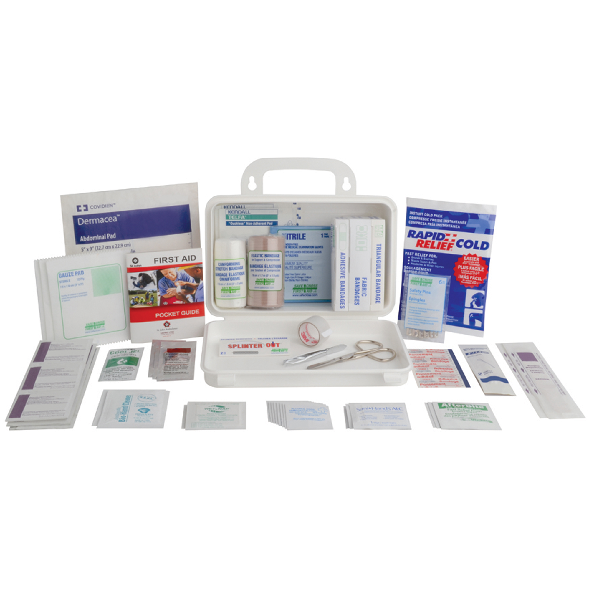 Trousses de premiers soins polyvalentes, Dispositif médical Classe 1, Boîte en plastique