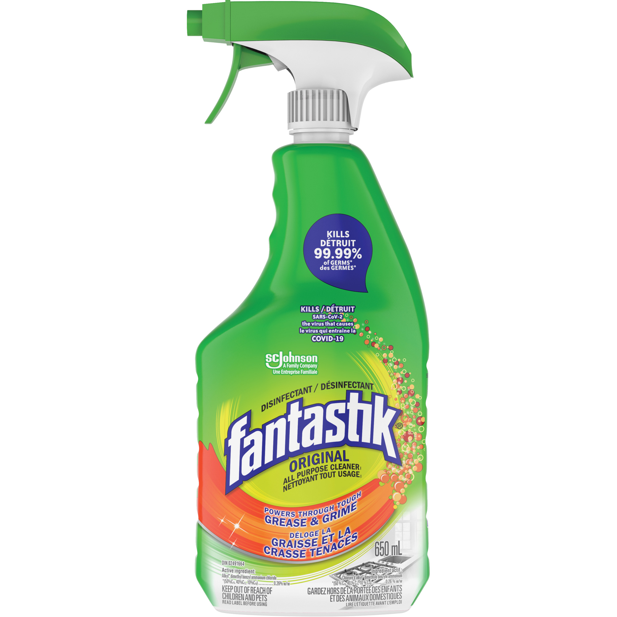 Désinfectant nettoyant polyvalent FantastikMD, 650 ml, Bouteille à gâchette