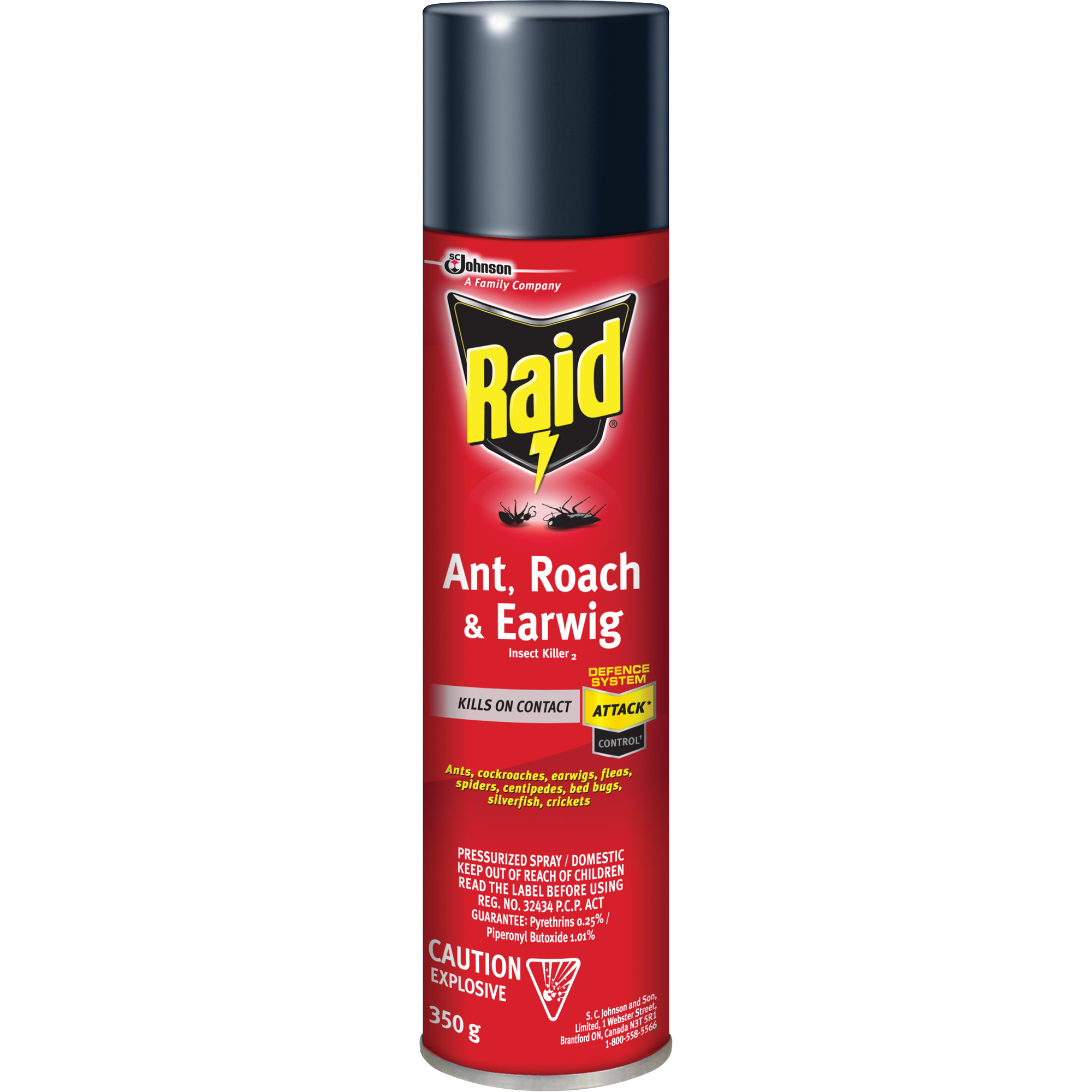 Insecticide contre fourmis, coquerelles et perce-oreilles RaidMD, 350 g, À base de solvant