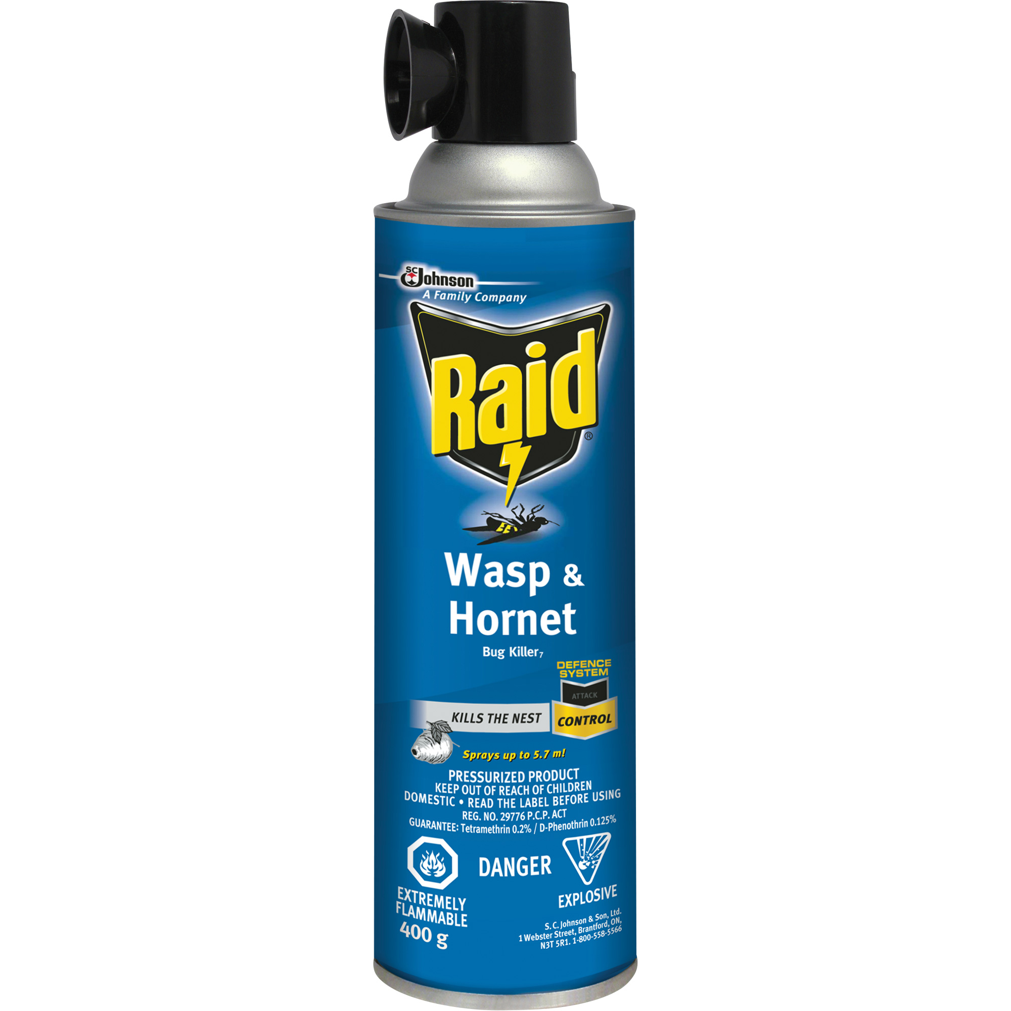 Insecticide contre les guêpes et les frelons RaidMD, 400 g, À base de solvant