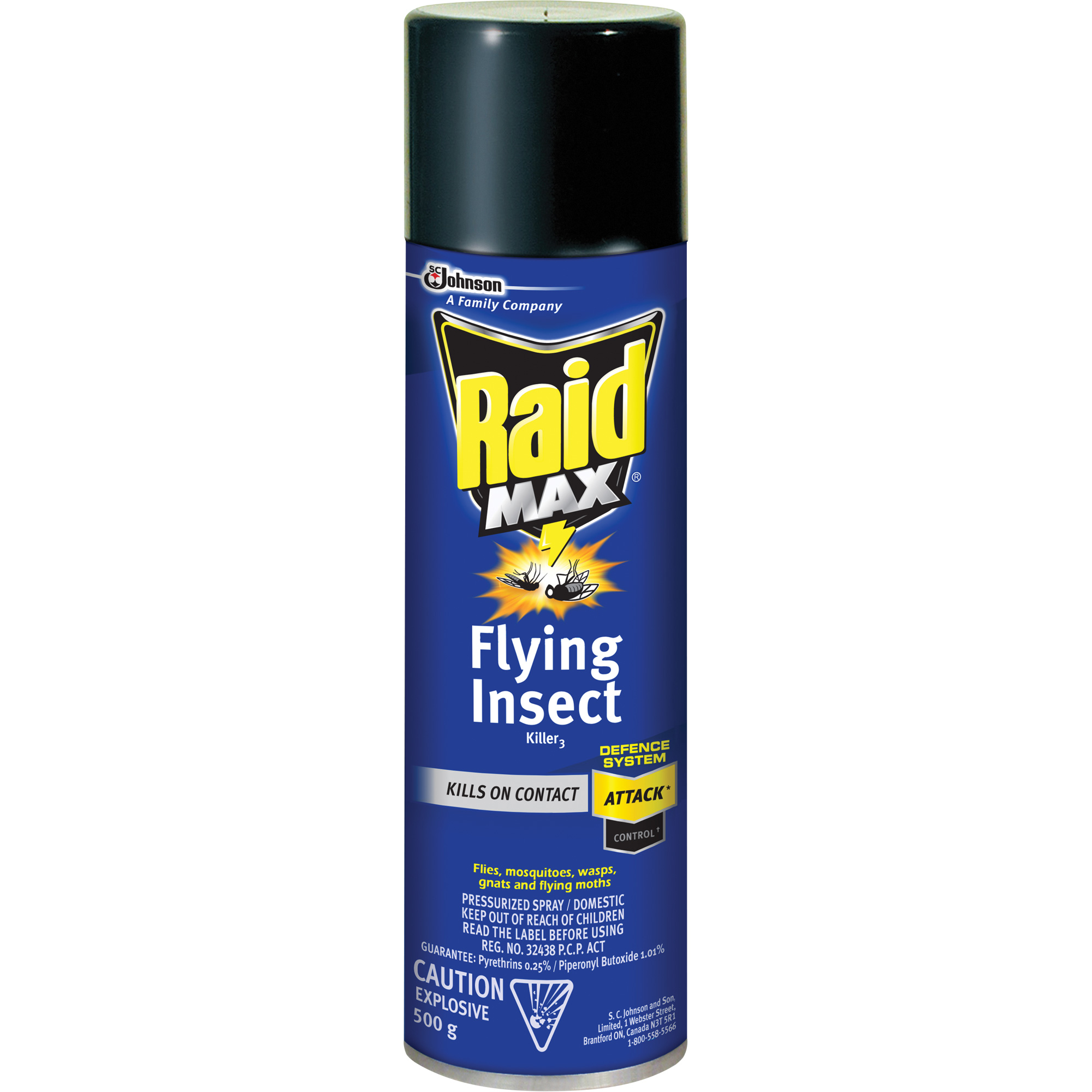 Insecticide contre les insectes volants RaidMD MaxMD, 500 g, Canette aérosol, À base de solvant