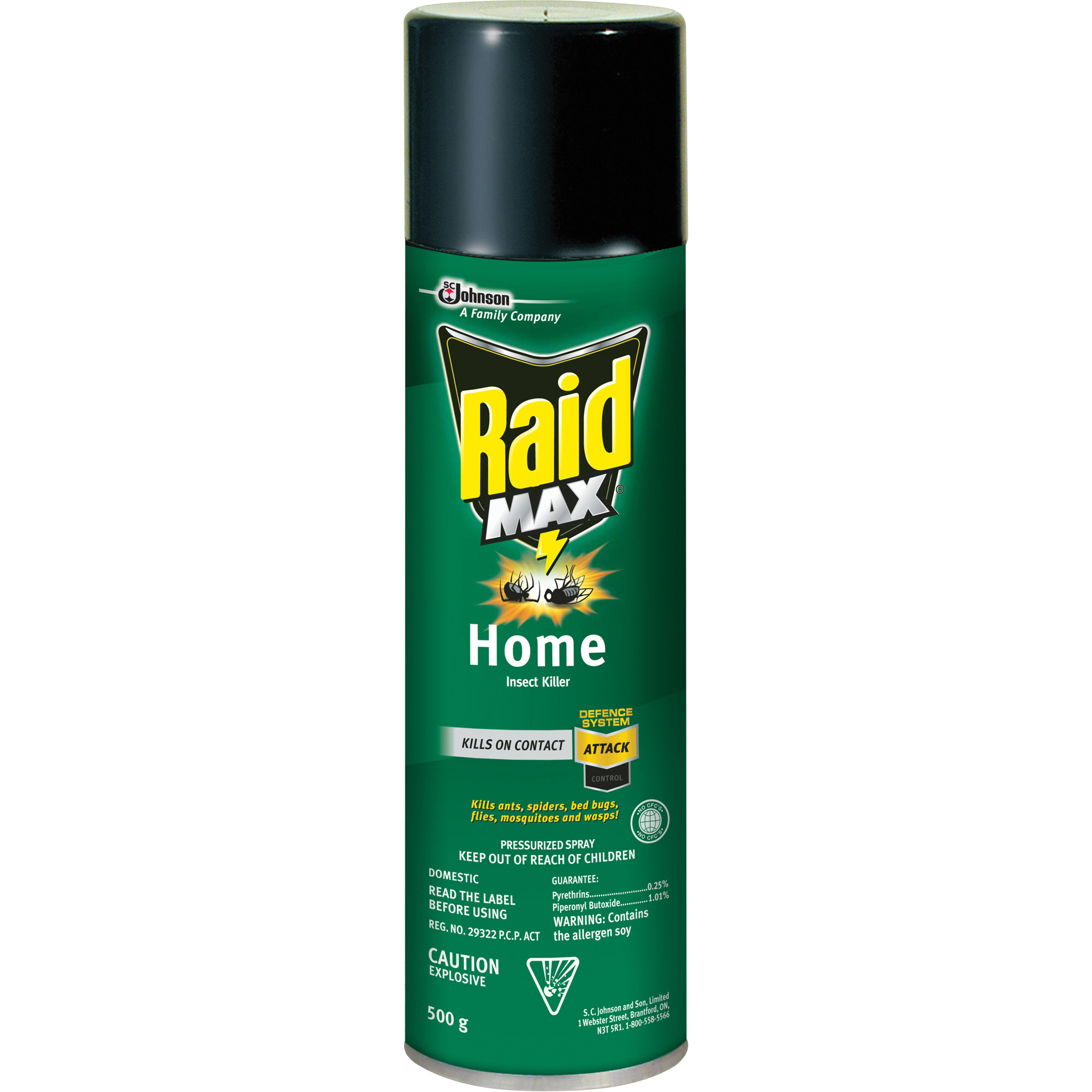 Insecticide pour insectes domestiques RaidMD MaxMD, 500 g, Canette aérosol, À base de solvant
