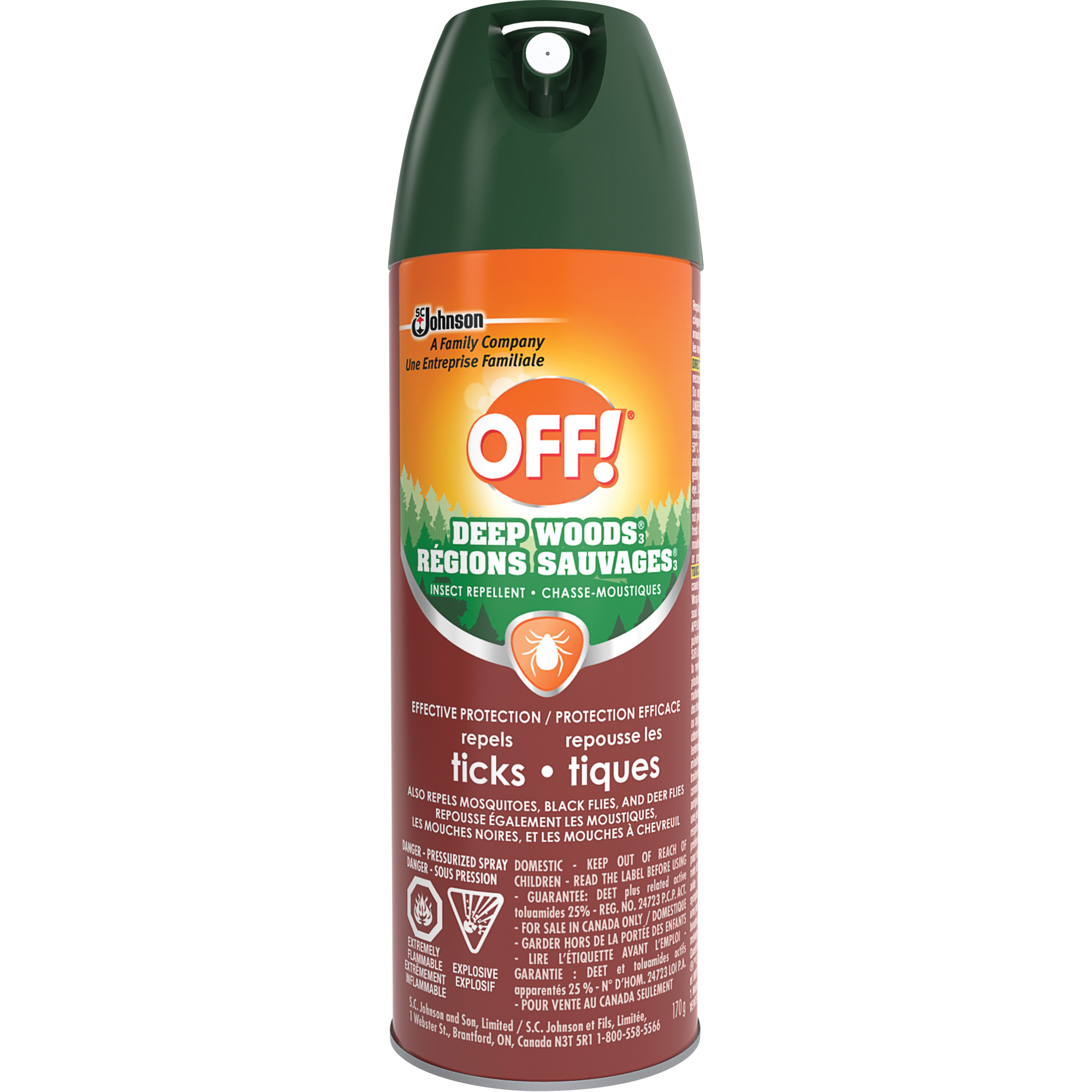 Insectifuge chasse-tiques Off! Régions sauvagesMD, DEET à 25 %, Aérosol, 170 g