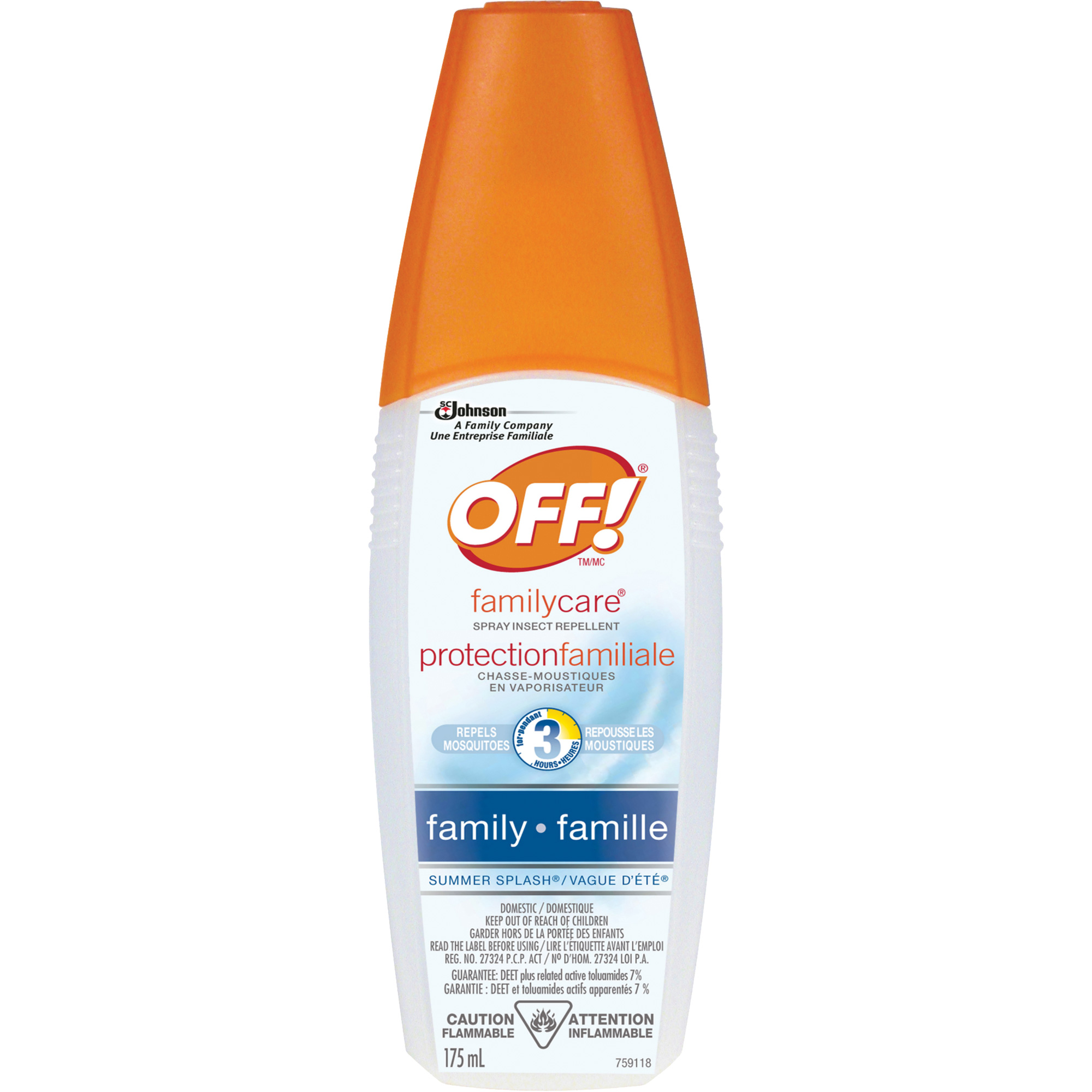 Insectifuge Off! Protection familialeMD à parfum de Vague d’étéMD, DEET à 7 %, Vaporisateur, 175 ml