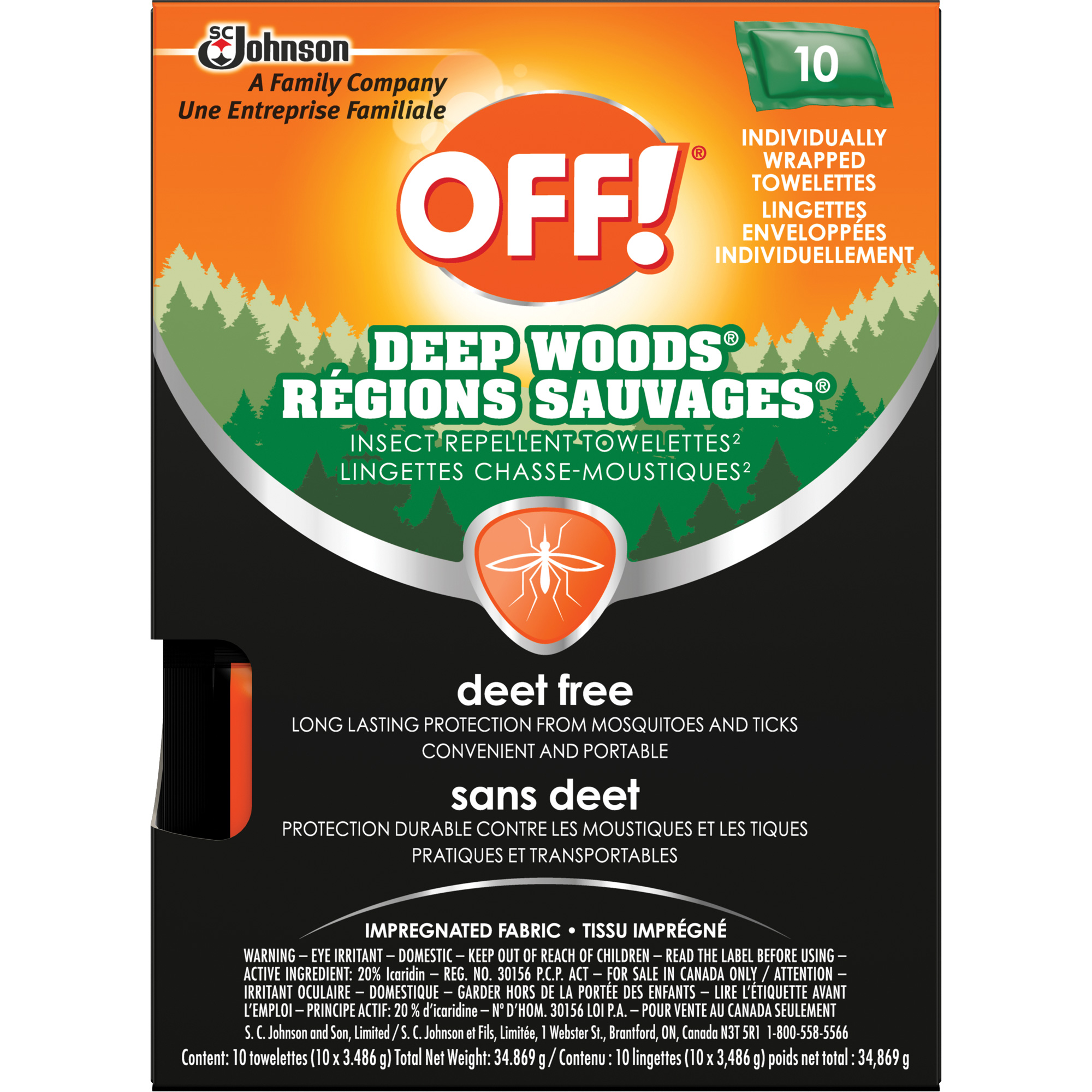 Insectifuge Off! Régions sauvagesMD, Sans DEET, Serviette,