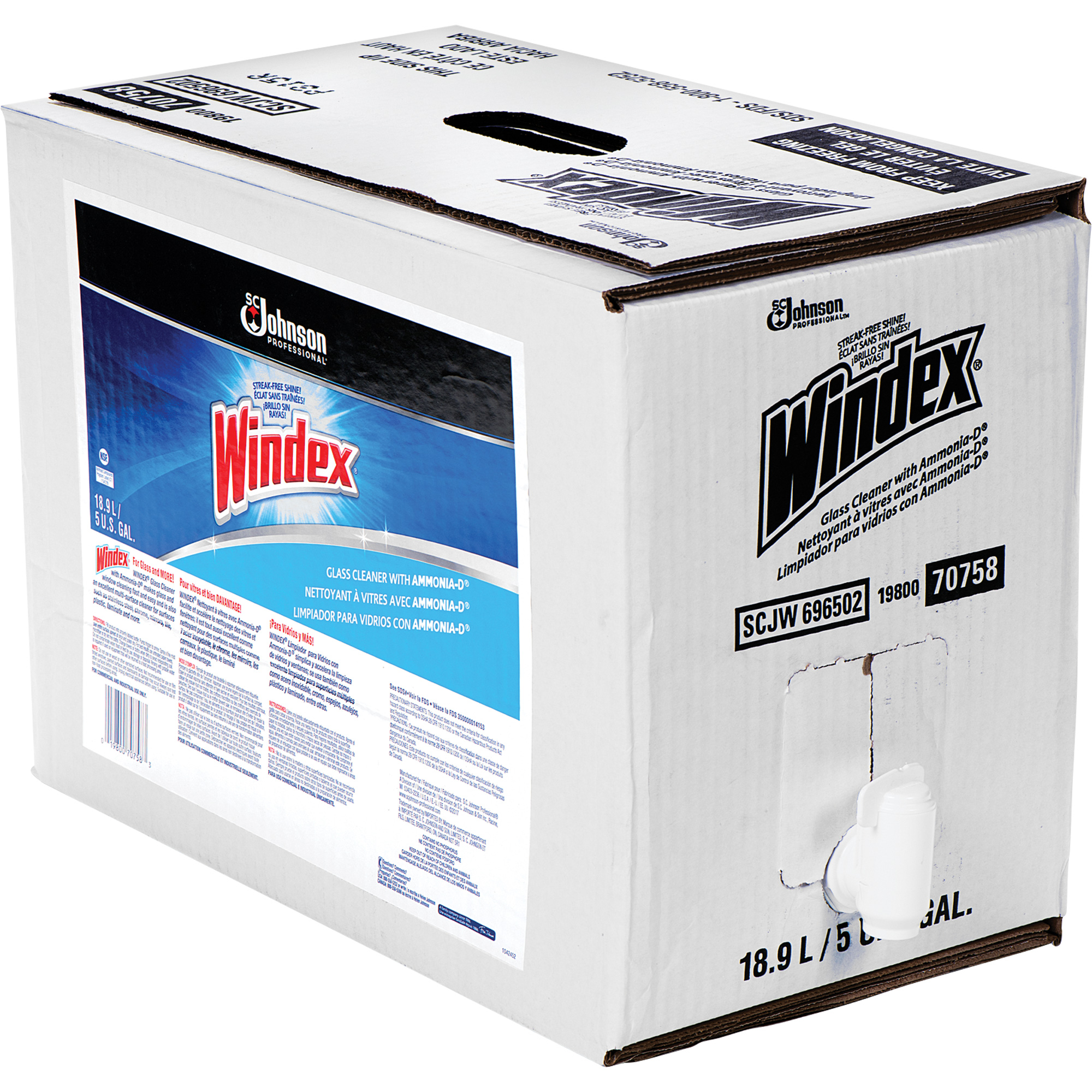 Nettoyant pour vitres WindexMD avec Ammoniac-DMD, 5 gal., Sac