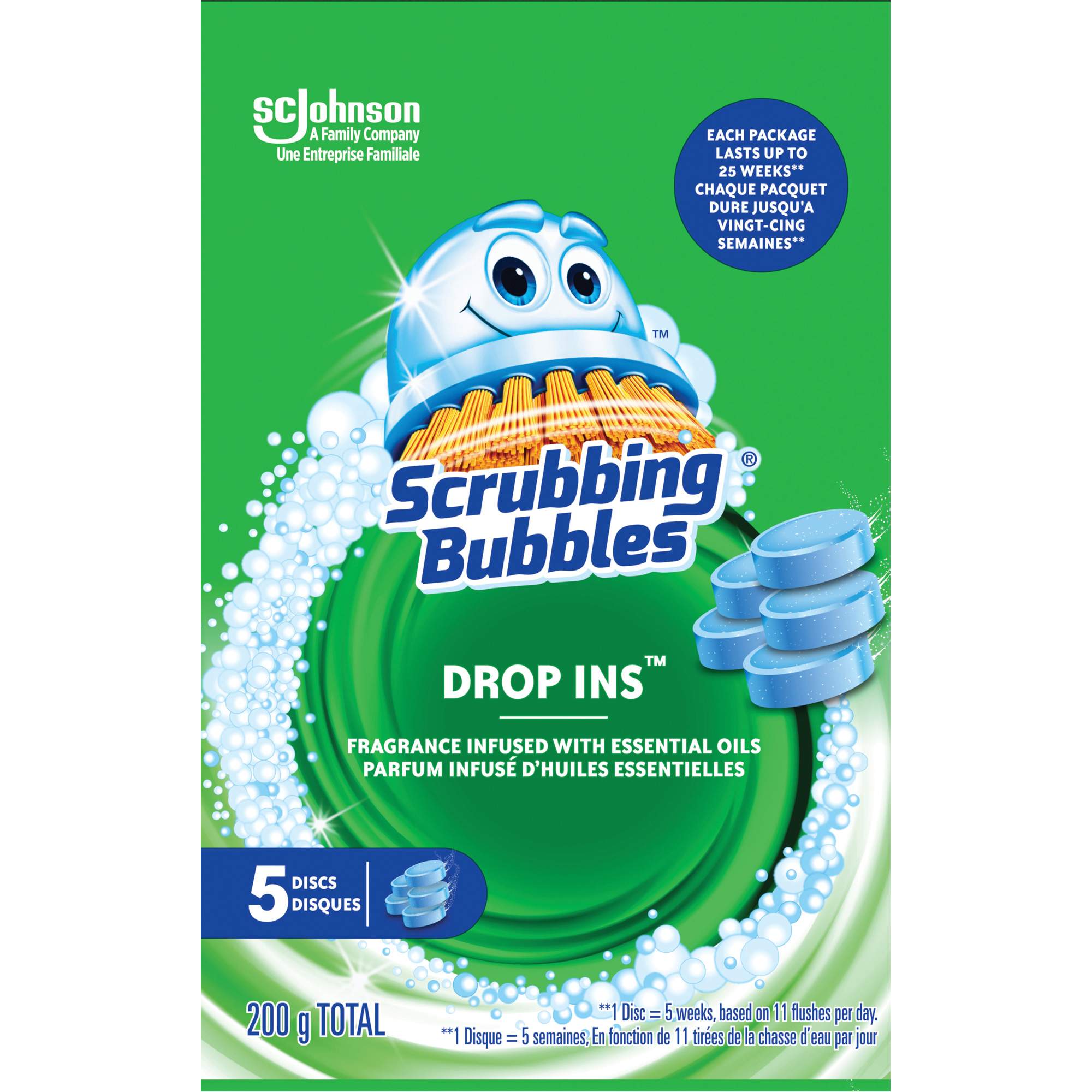 Pastilles nettoyantes pour toilettes Scrubbing BubblesMD Drop-InsMC, 200 g, Tampon