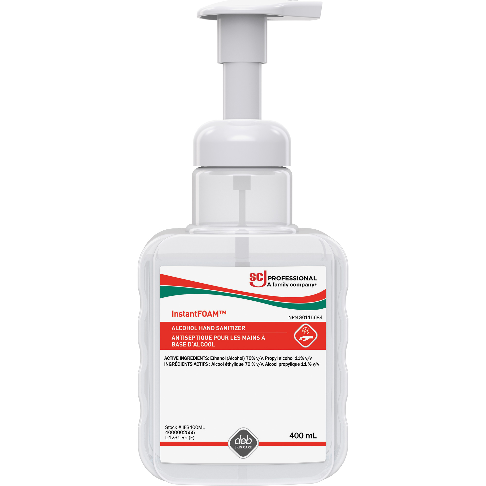 Désinfectant pour les mains InstantfoamMD, 400 ml, Bouteille à pompe, 70 % alcool