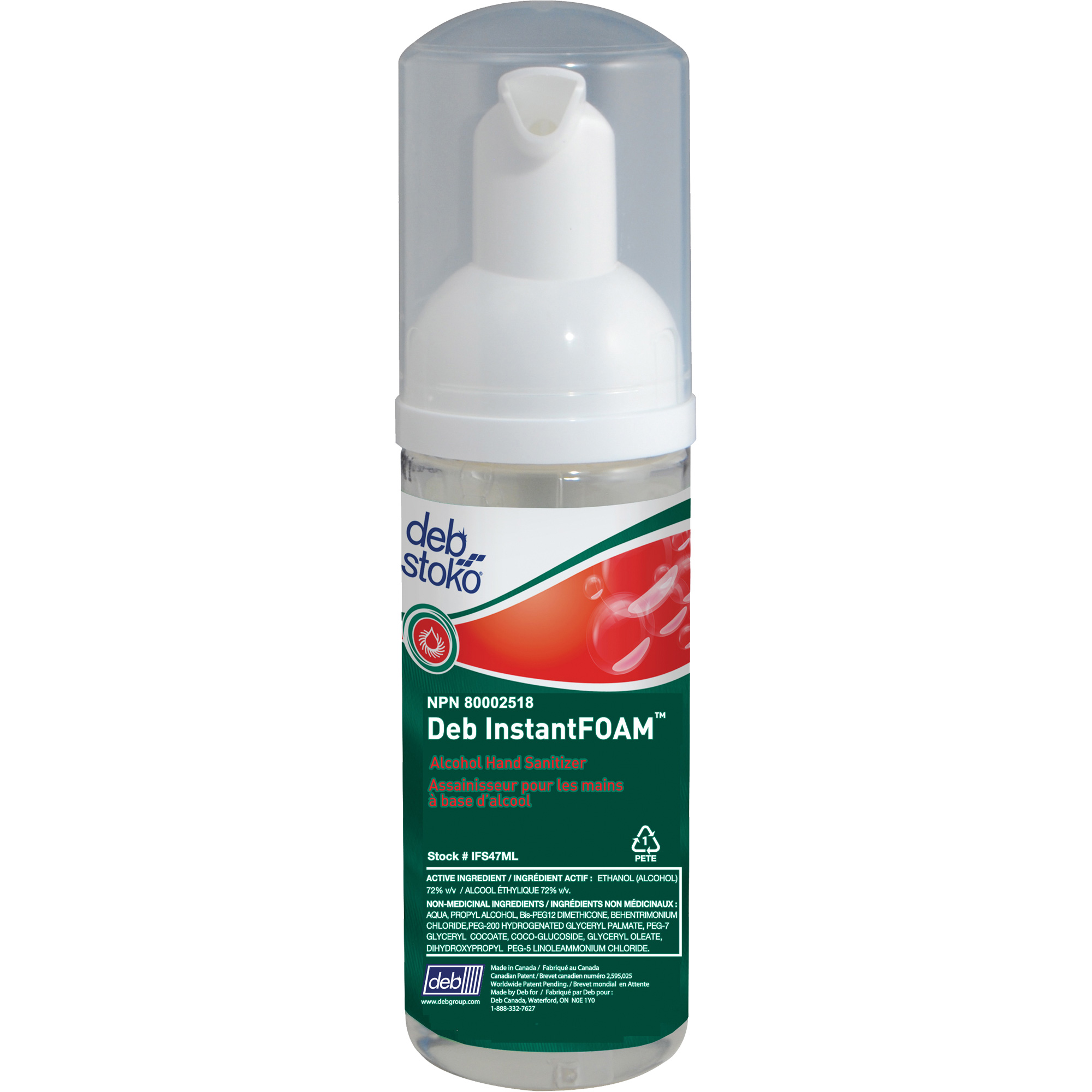 Désinfectant pour les mains InstantfoamMD, 47 ml, Bouteille à pompe, 70 % alcool