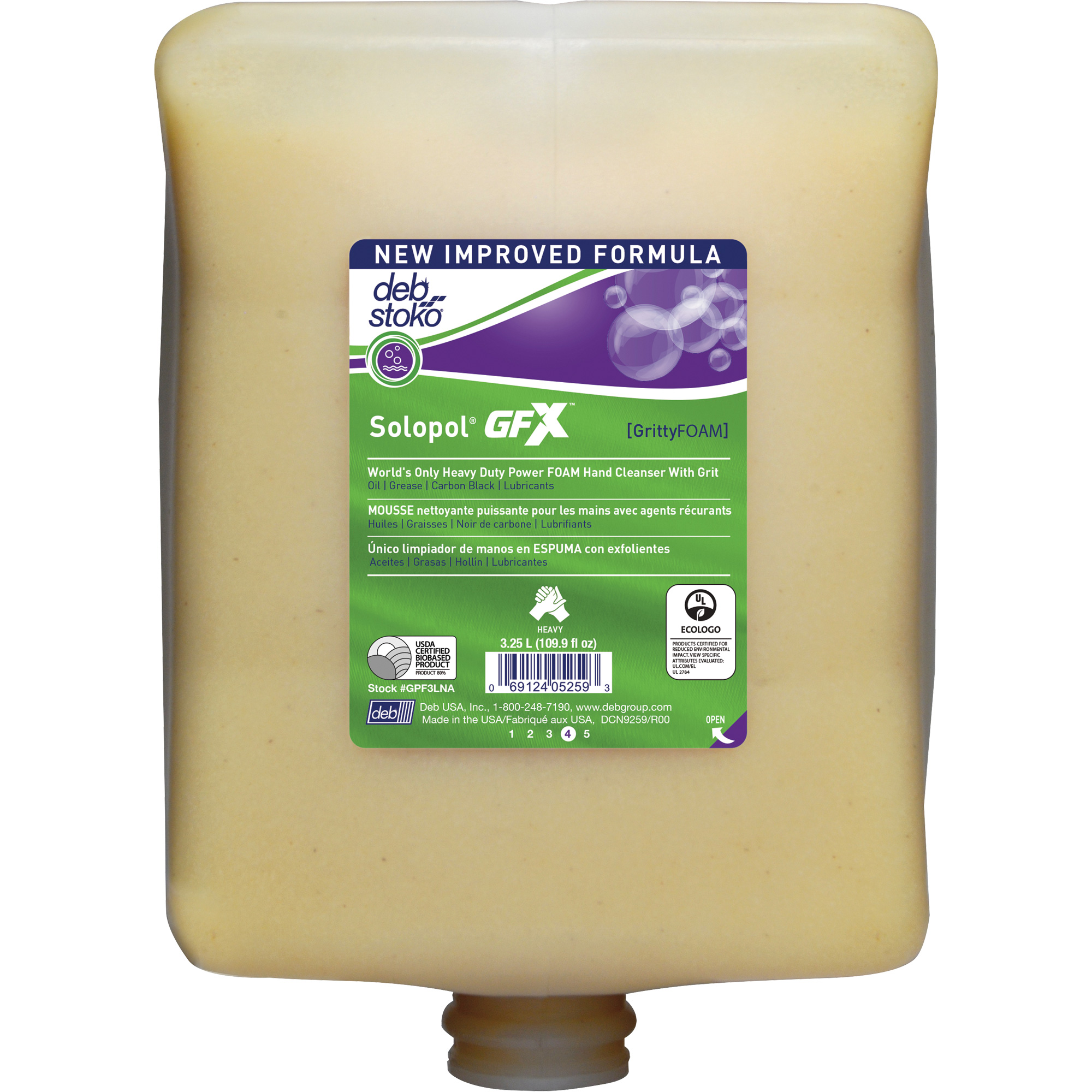 Nettoyant à mains SolopolMD GFXMC, Liquide, 3,25 L, Cartouche en plastique, Parfumé